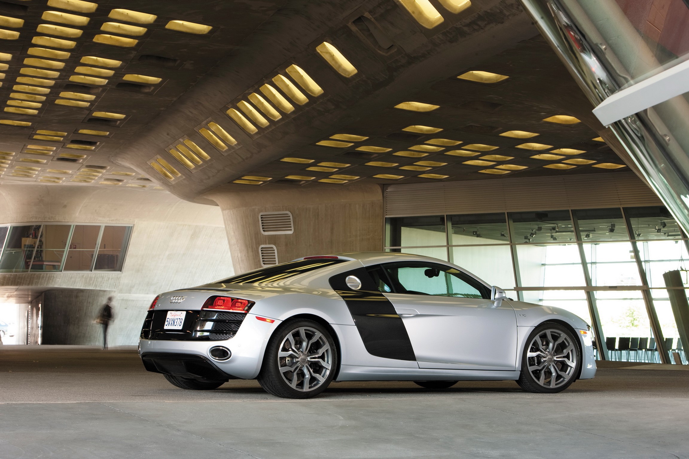 Silver Audi R8 Quattro HD Wallpaper