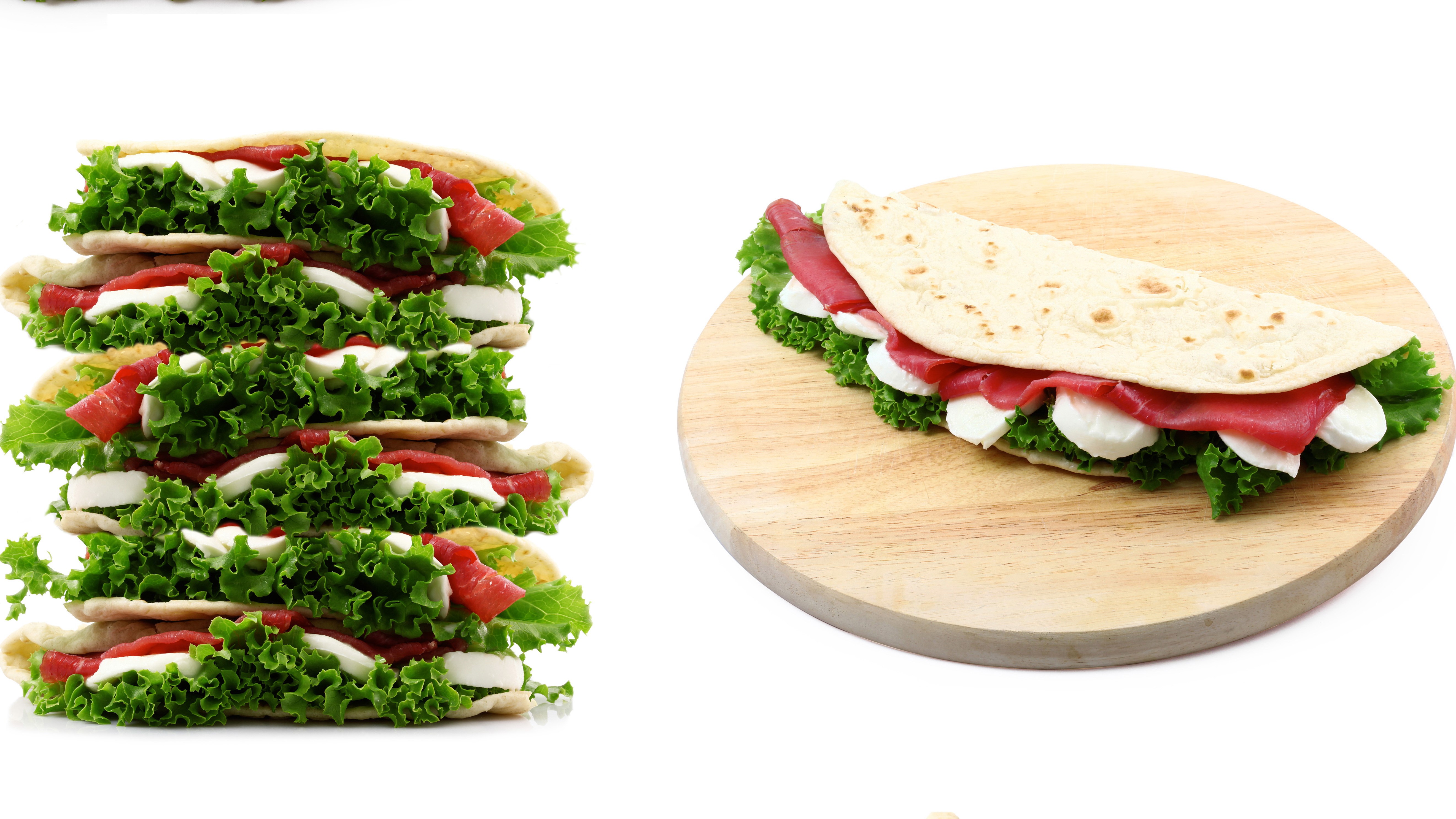 Stack of Italian Wraps with Mozzarella and Prosciutto HD Wallpaper