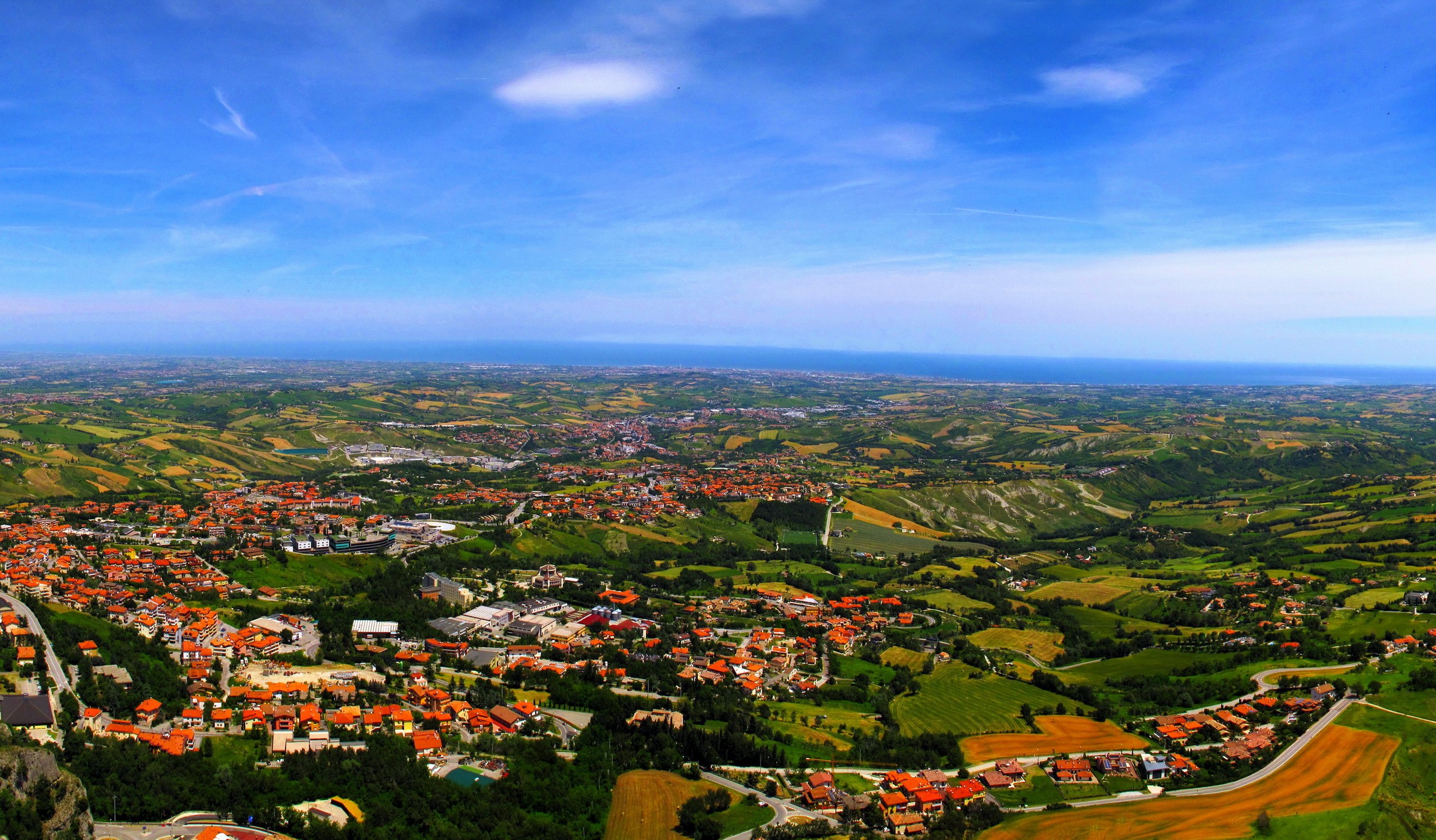View from above of Republic of San Marino landscape HD Wallpaper