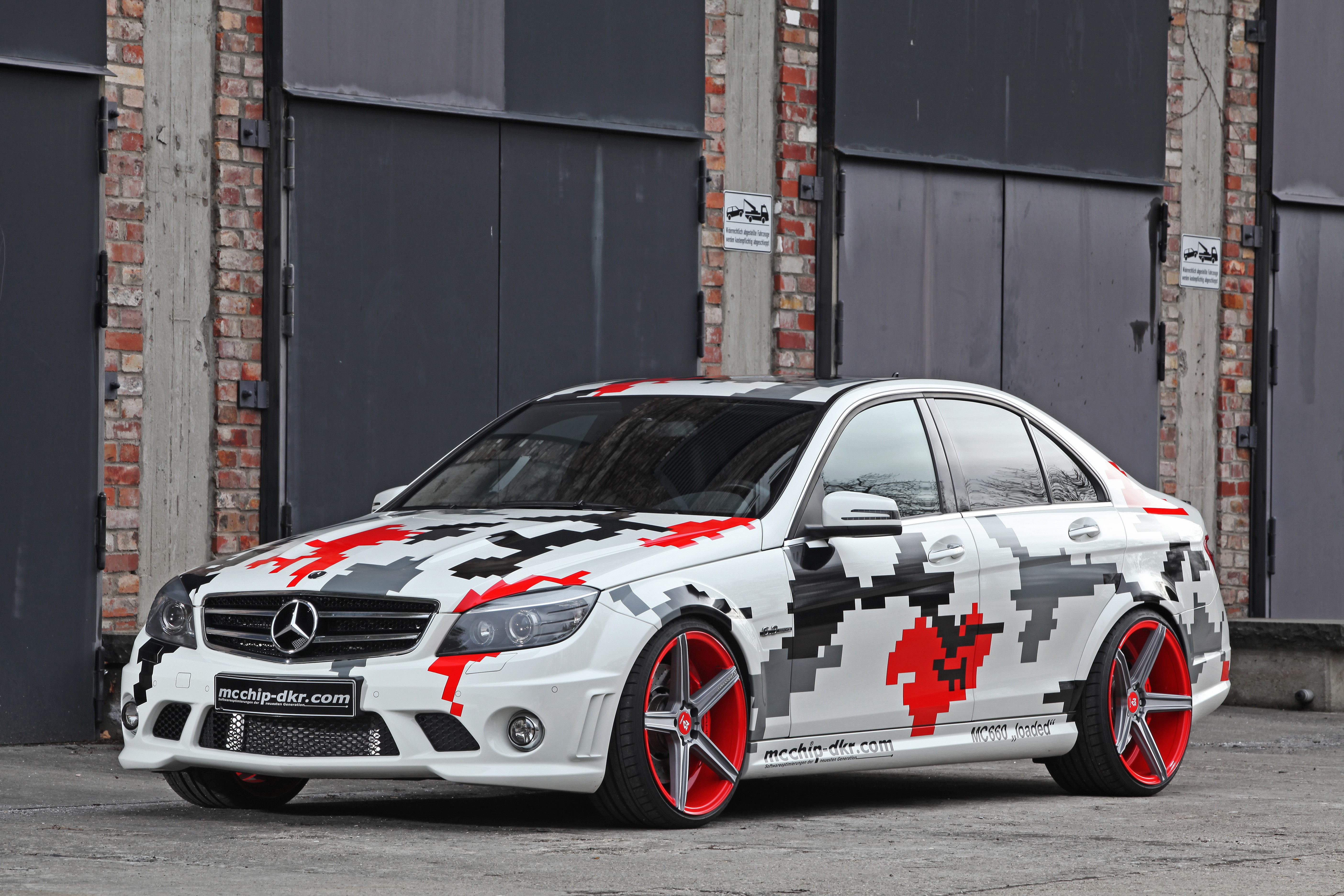 2013 Mercedes-Benz C63 AMG with custom wrap HD Wallpaper