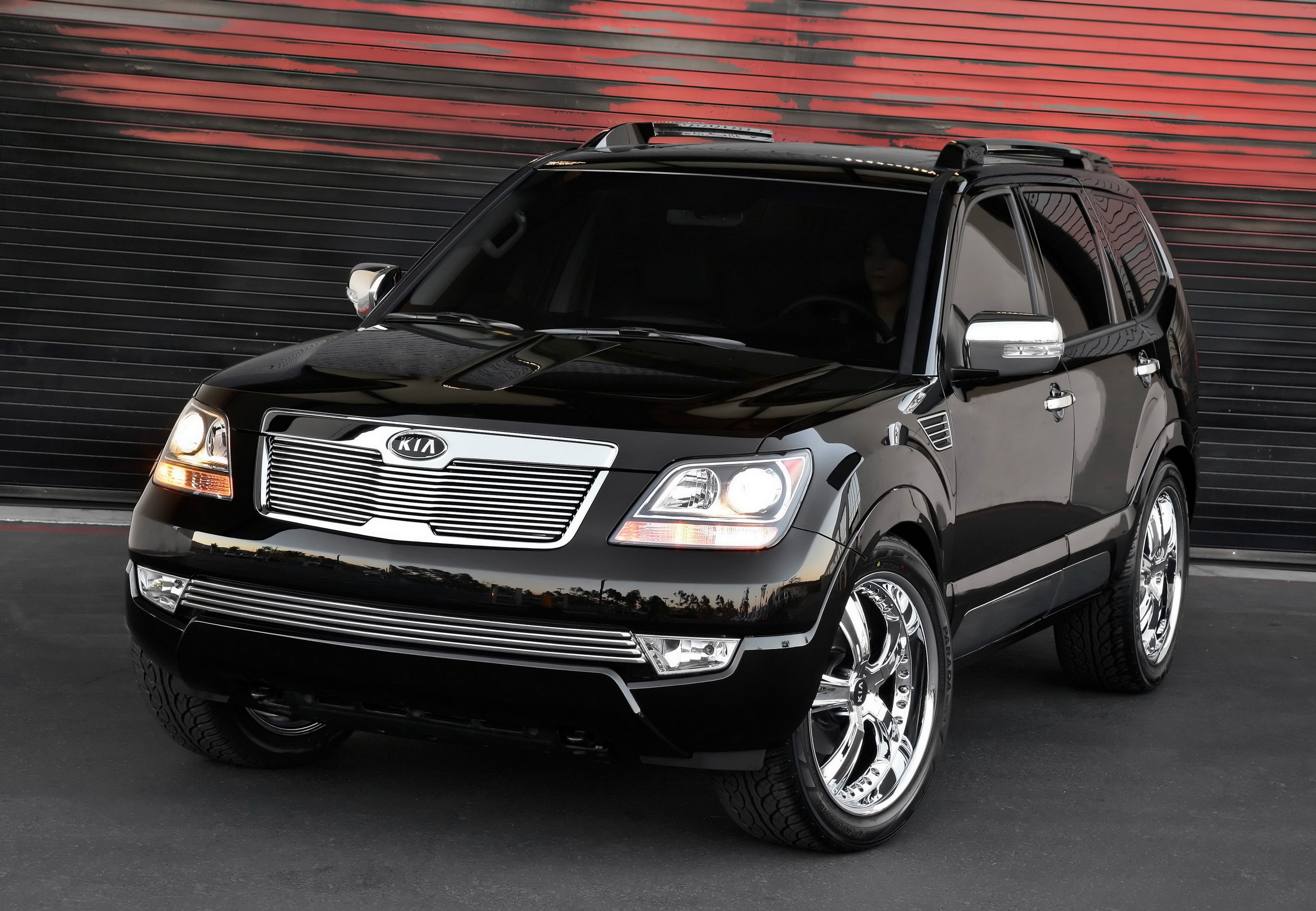 Black Kia Borrego Limited SUV HD Wallpaper
