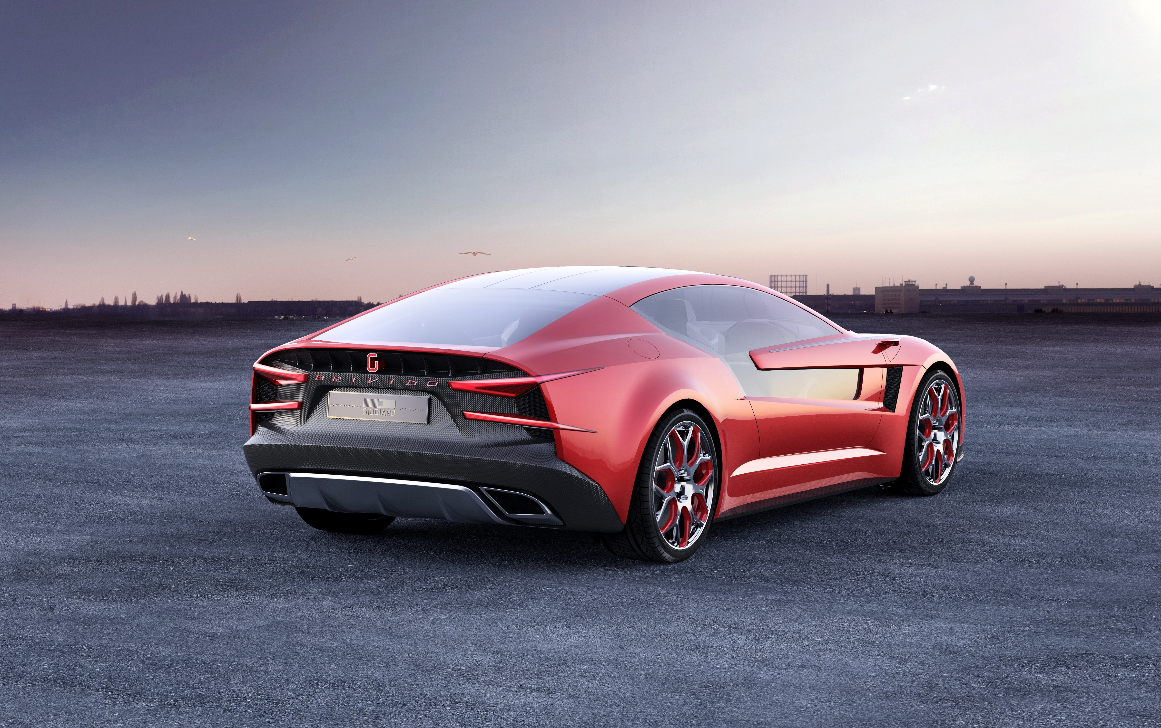 4K Red 2012 Italdesign Brivido Luxury Car Back View HD Wallpaper