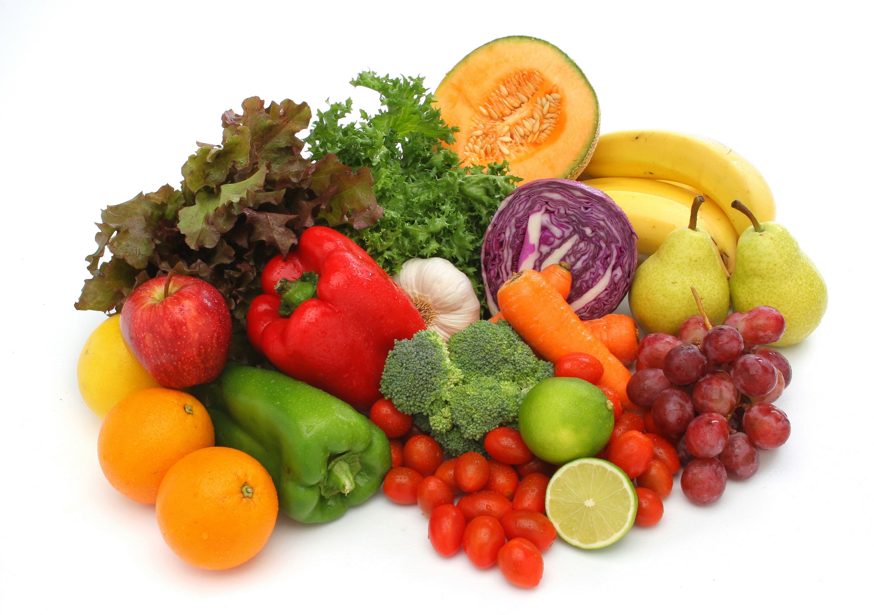 Assortment of fresh fruits and vegetables HD Wallpaper