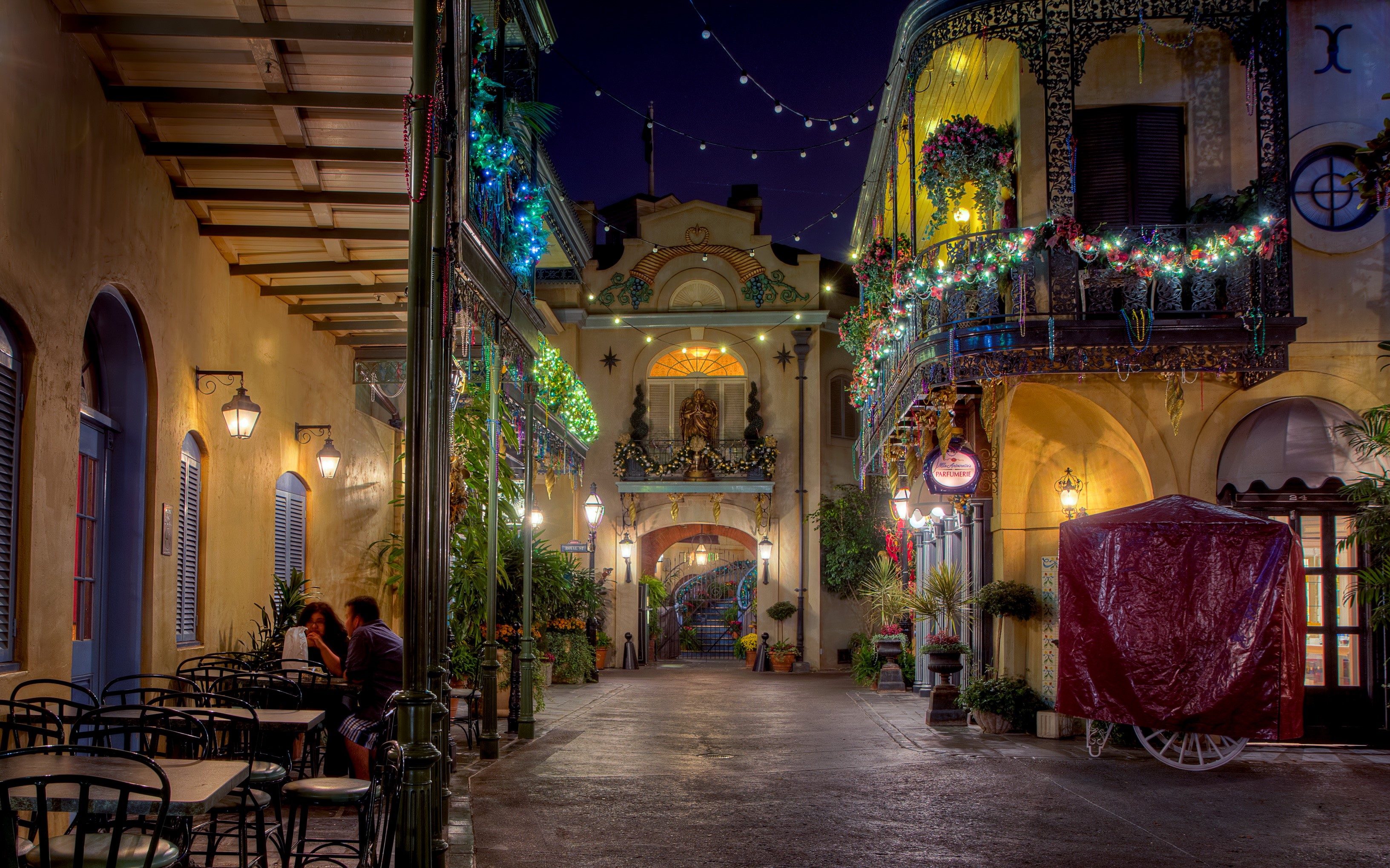 New Orleans Square at Disneyland at Night HD Wallpaper