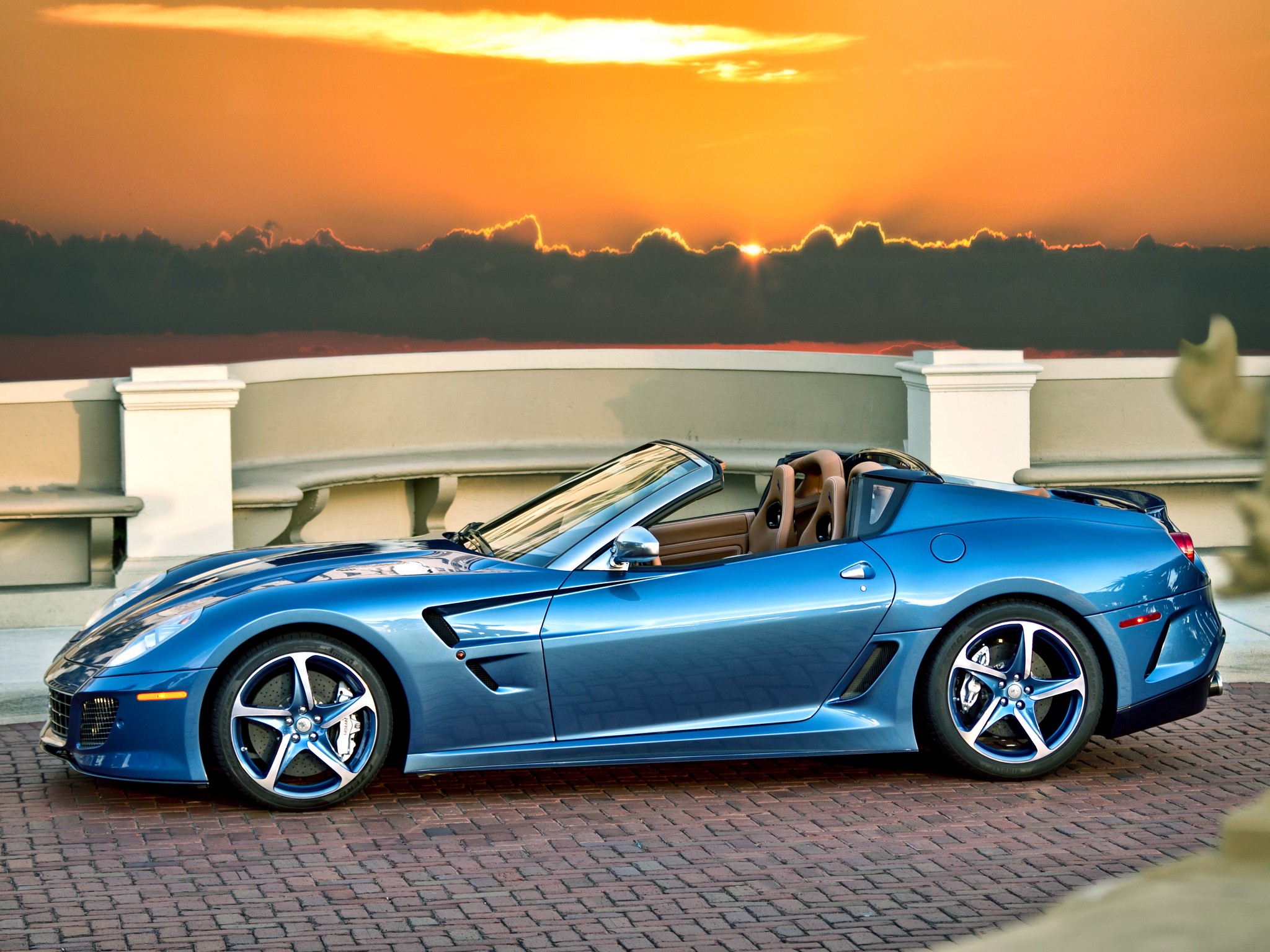 Blue Ferrari Superamerica 45 Convertible HD Wallpaper