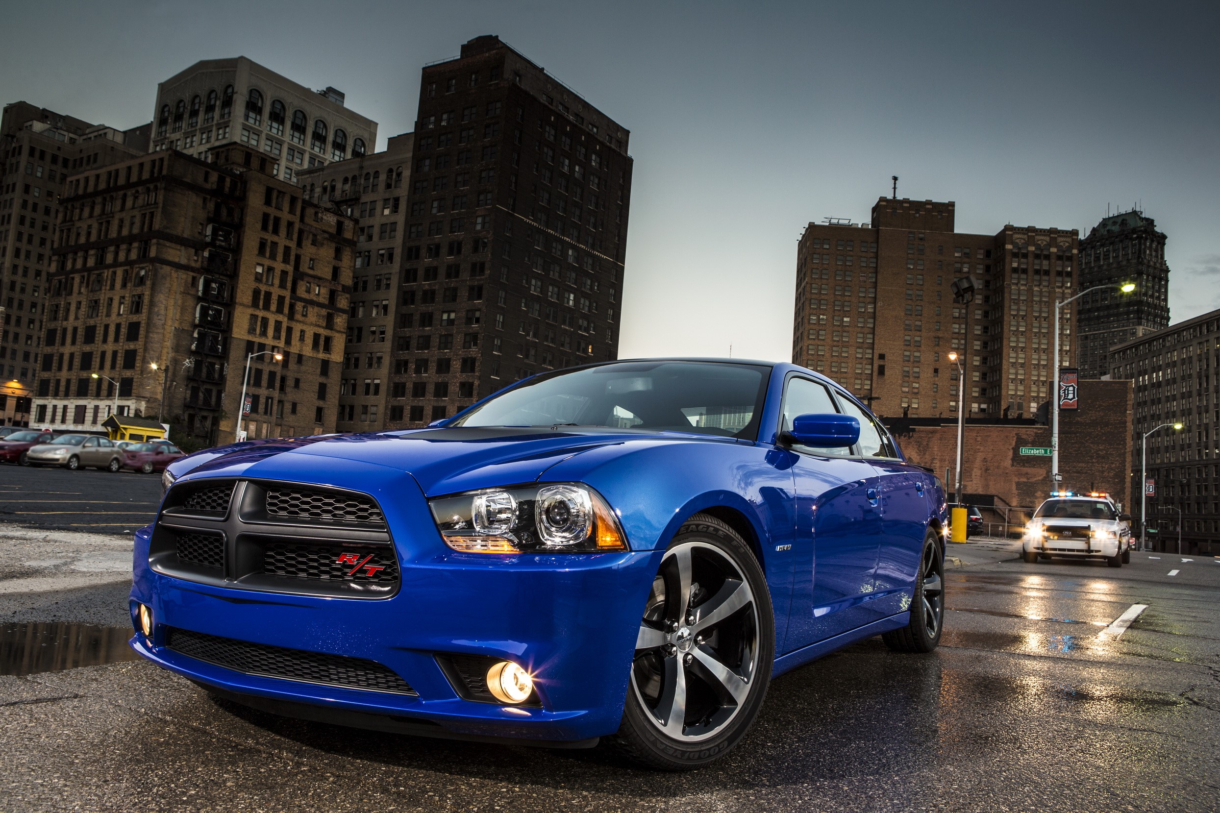 Blue Dodge Charger Daytona in a city HD Wallpaper