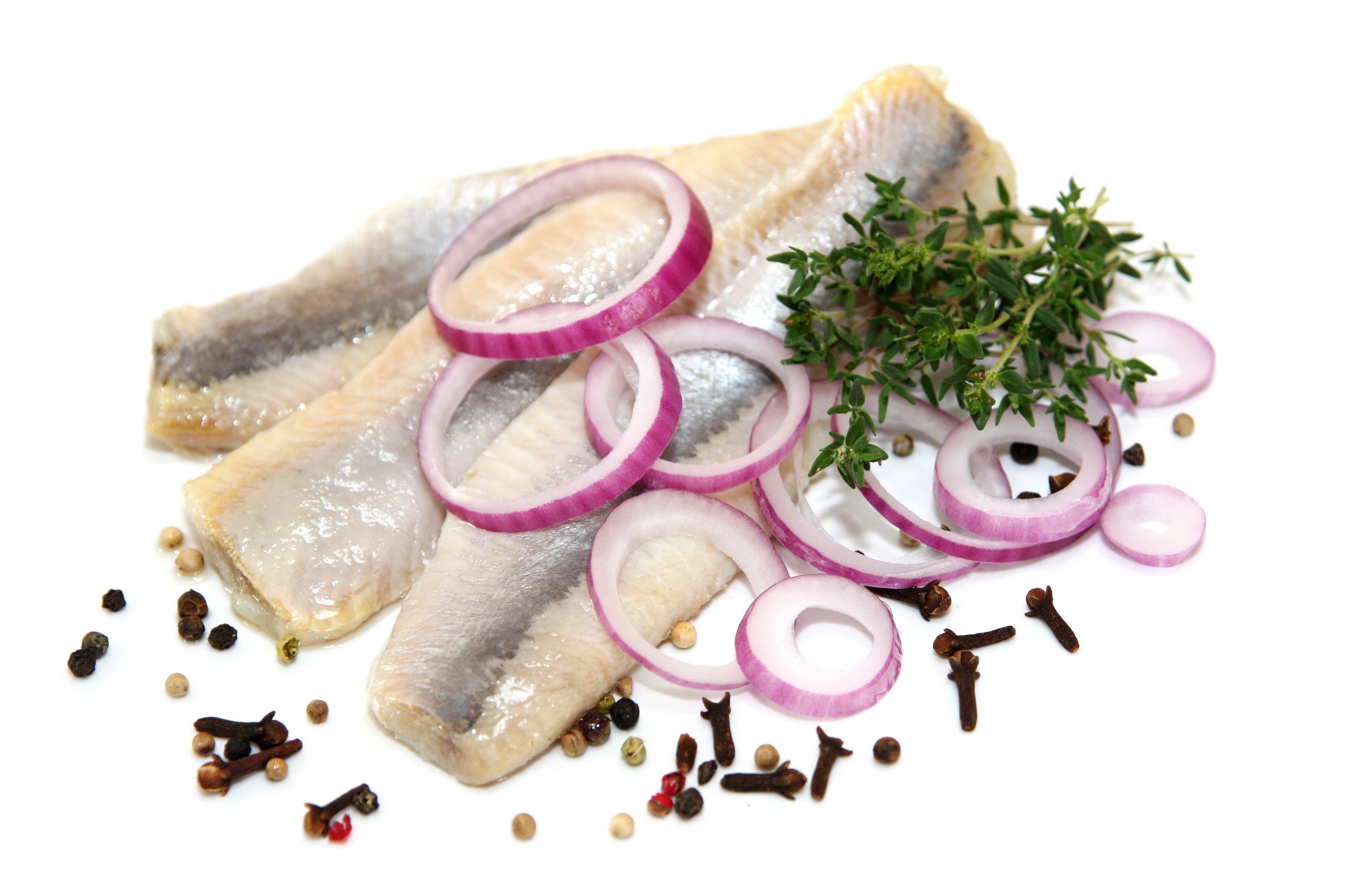 Herring fillets with red onion and spices HD Wallpaper