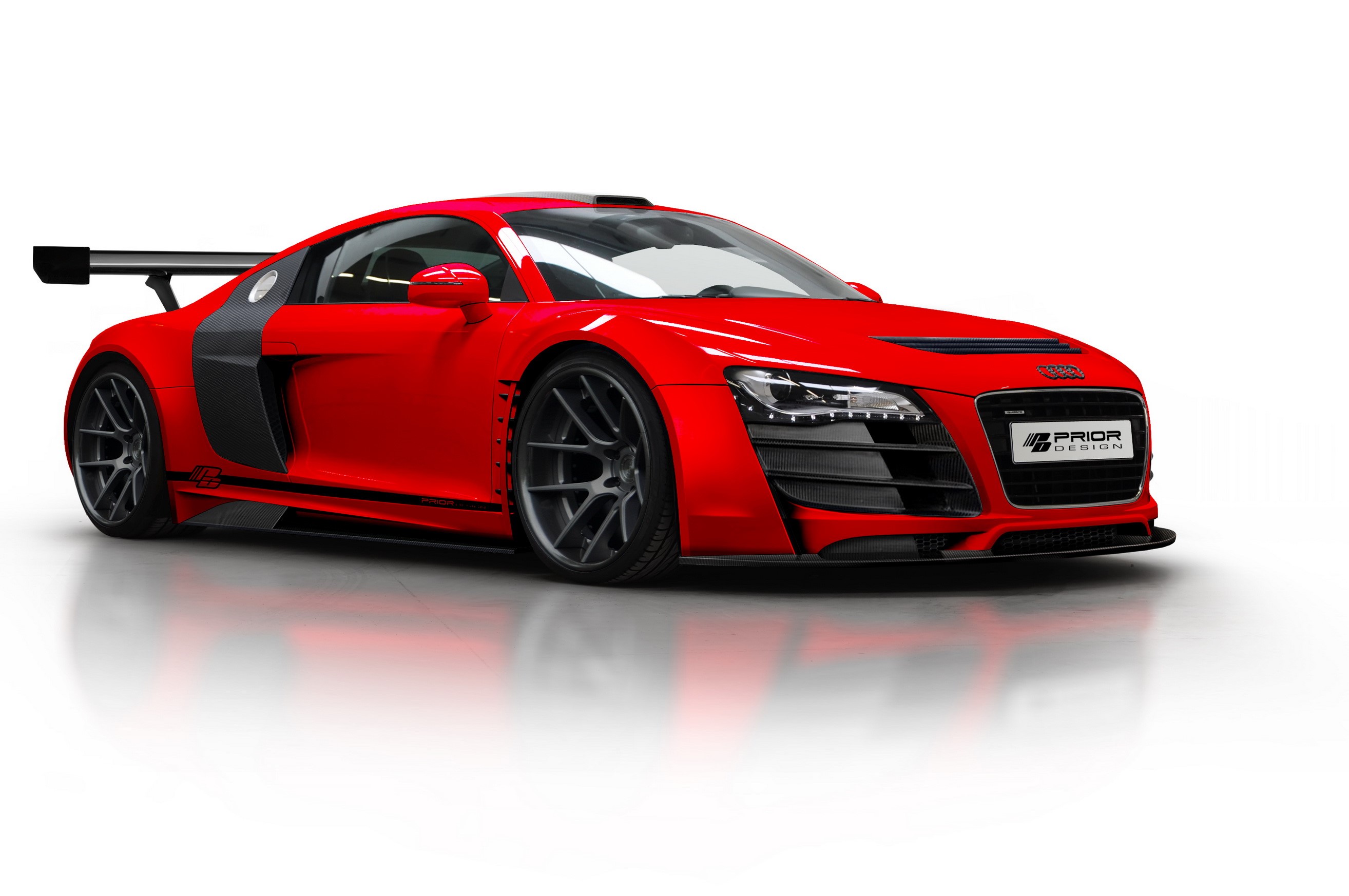 Red 2012 Prior Design PD GT850 R8 Audi HD Wallpaper