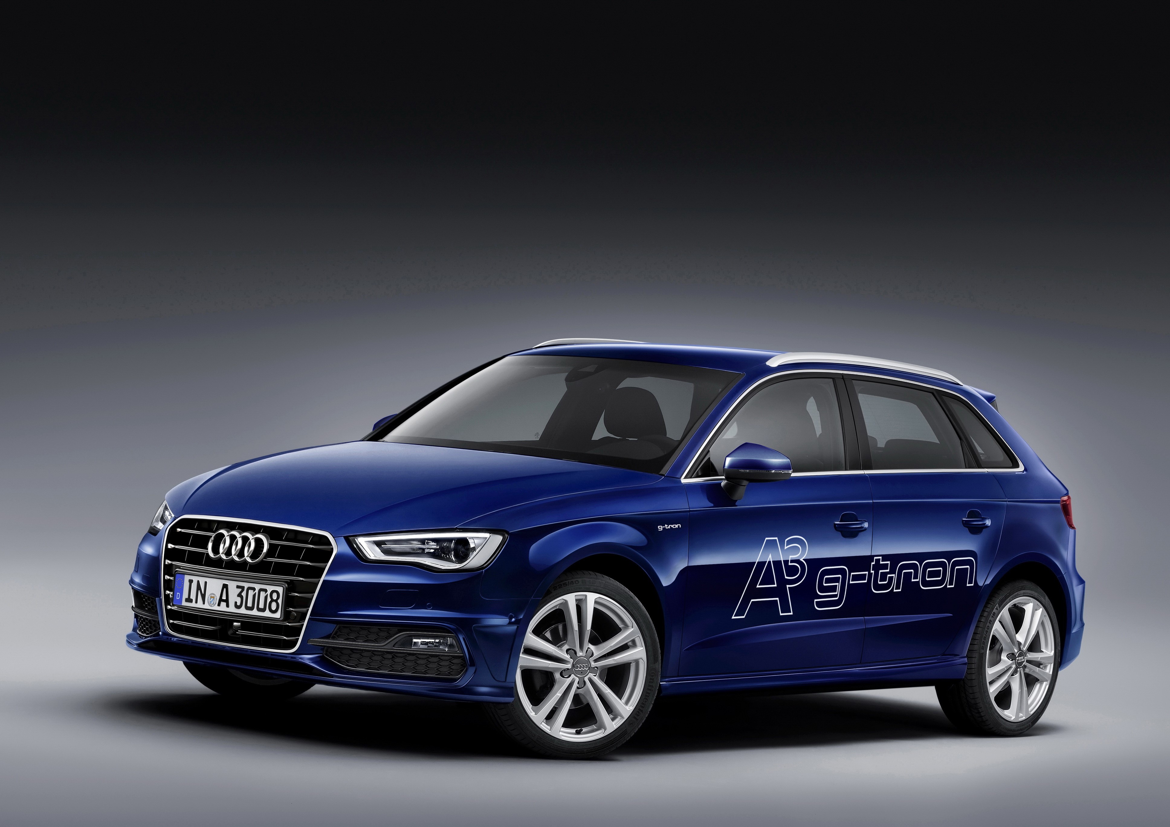 Blue Audi A3 Sportback g-tron HD Wallpaper