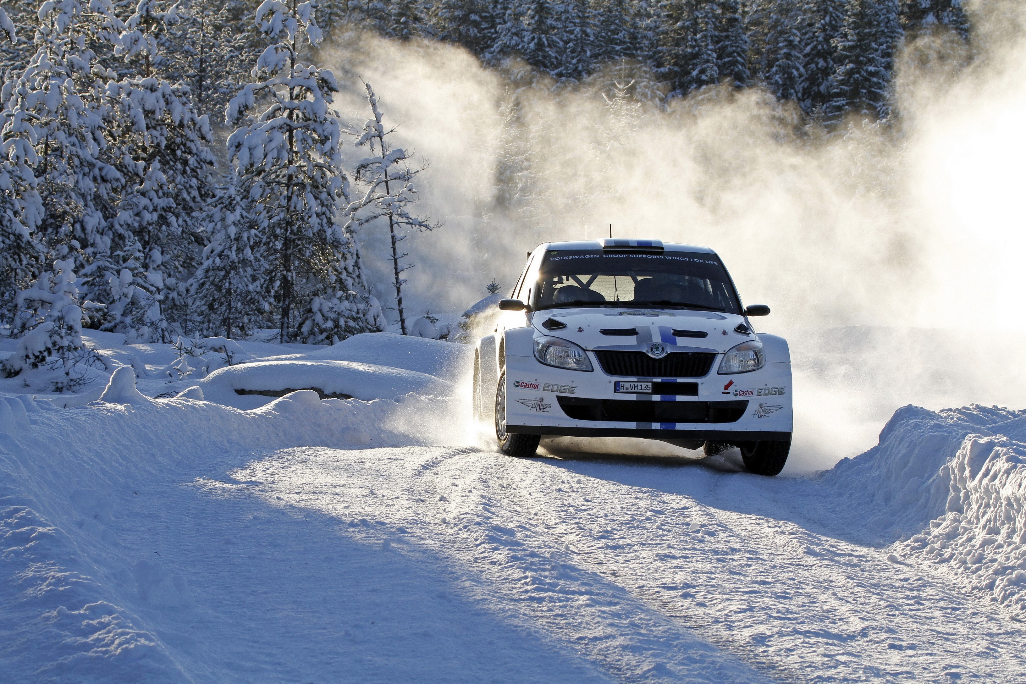 Skoda Fabia S2000 Rally Car in Snow HD Wallpaper