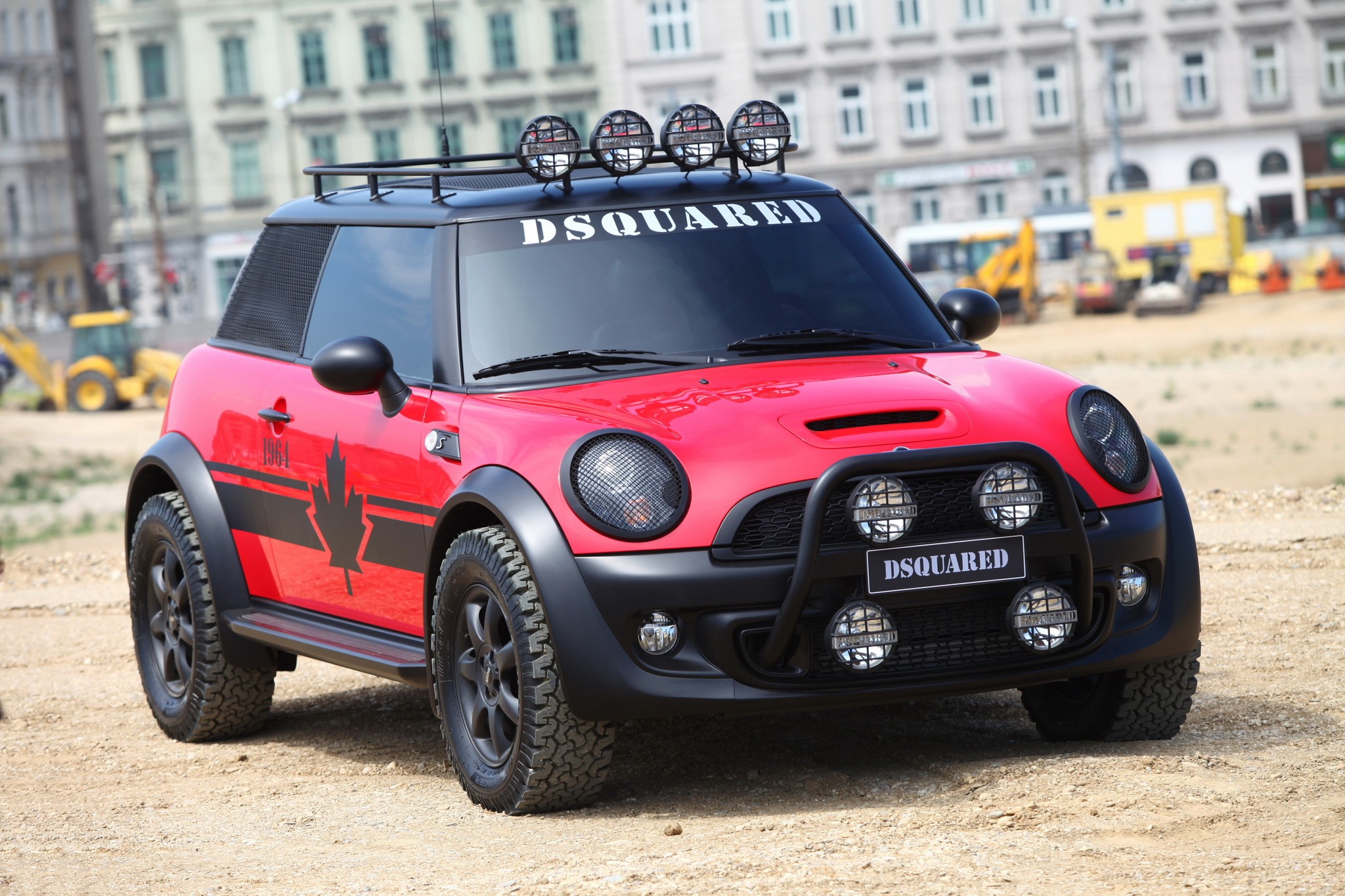 Red Mini Cooper S Life Ball with DSquared branding HD Wallpaper