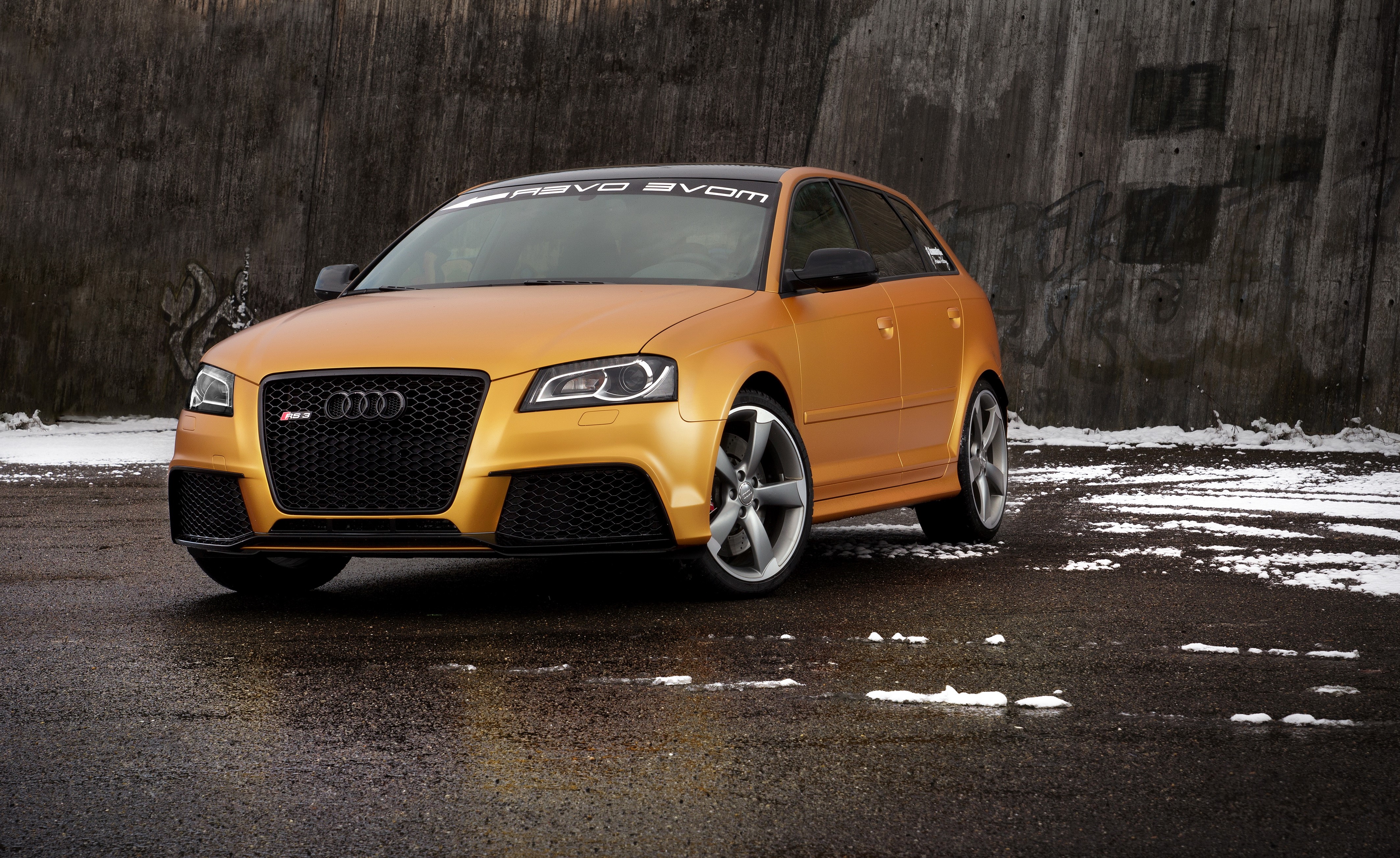 2013 Audi RS3 Gold Hatchback HD Wallpaper