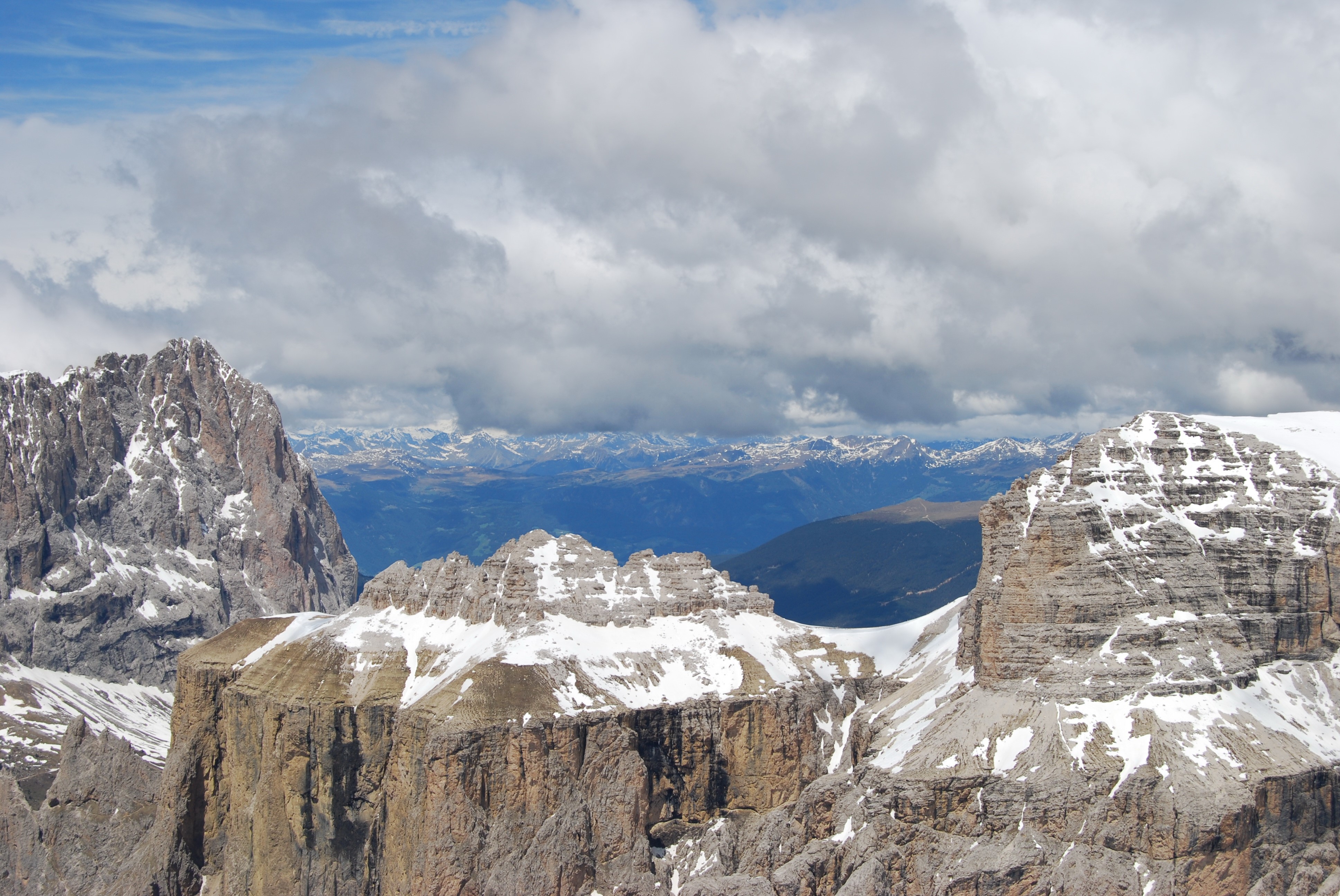 4K Italian Alps Mountains with Snow and Clouds HD Wallpaper