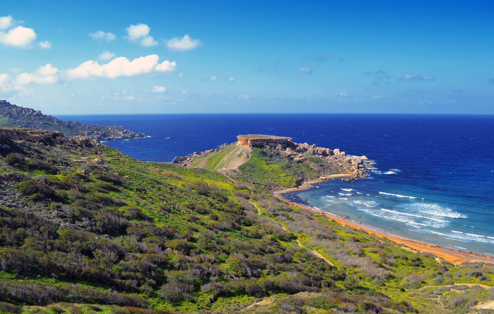 Ghain Tuffieha Coast in Malta HD Wallpaper