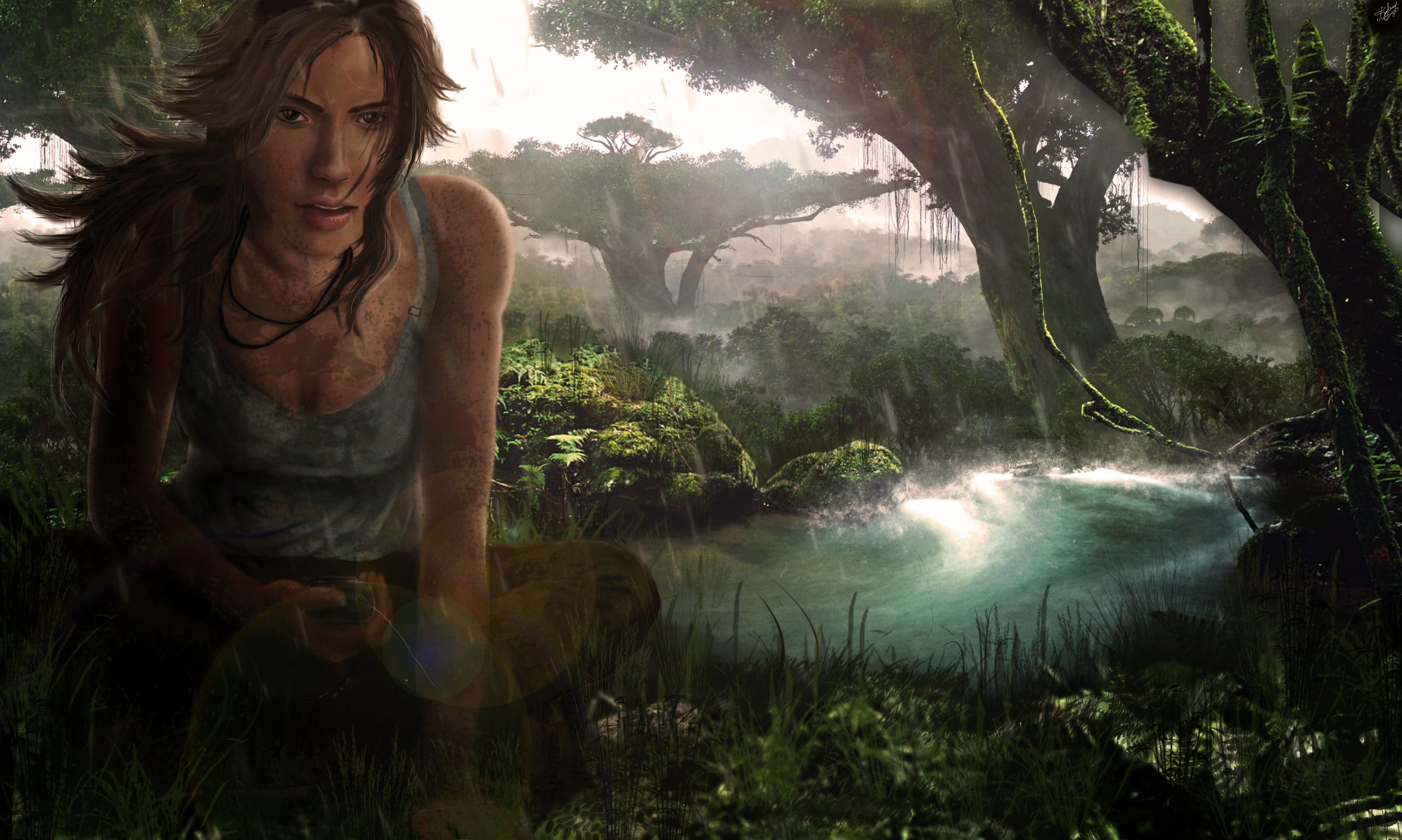 Lara Croft from Tomb Raider in a jungle HD Wallpaper