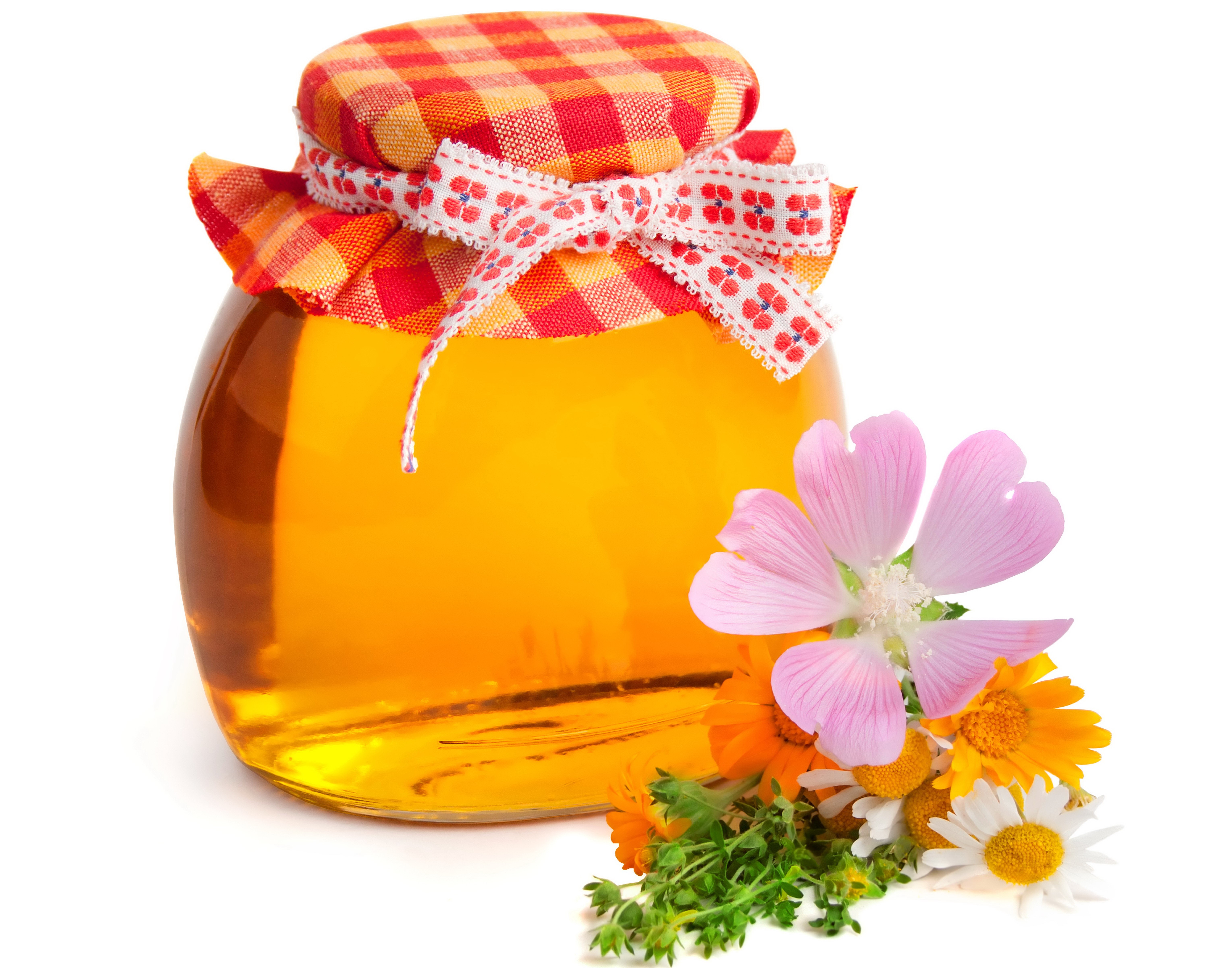 Jar of Honey with Flowers HD Wallpaper