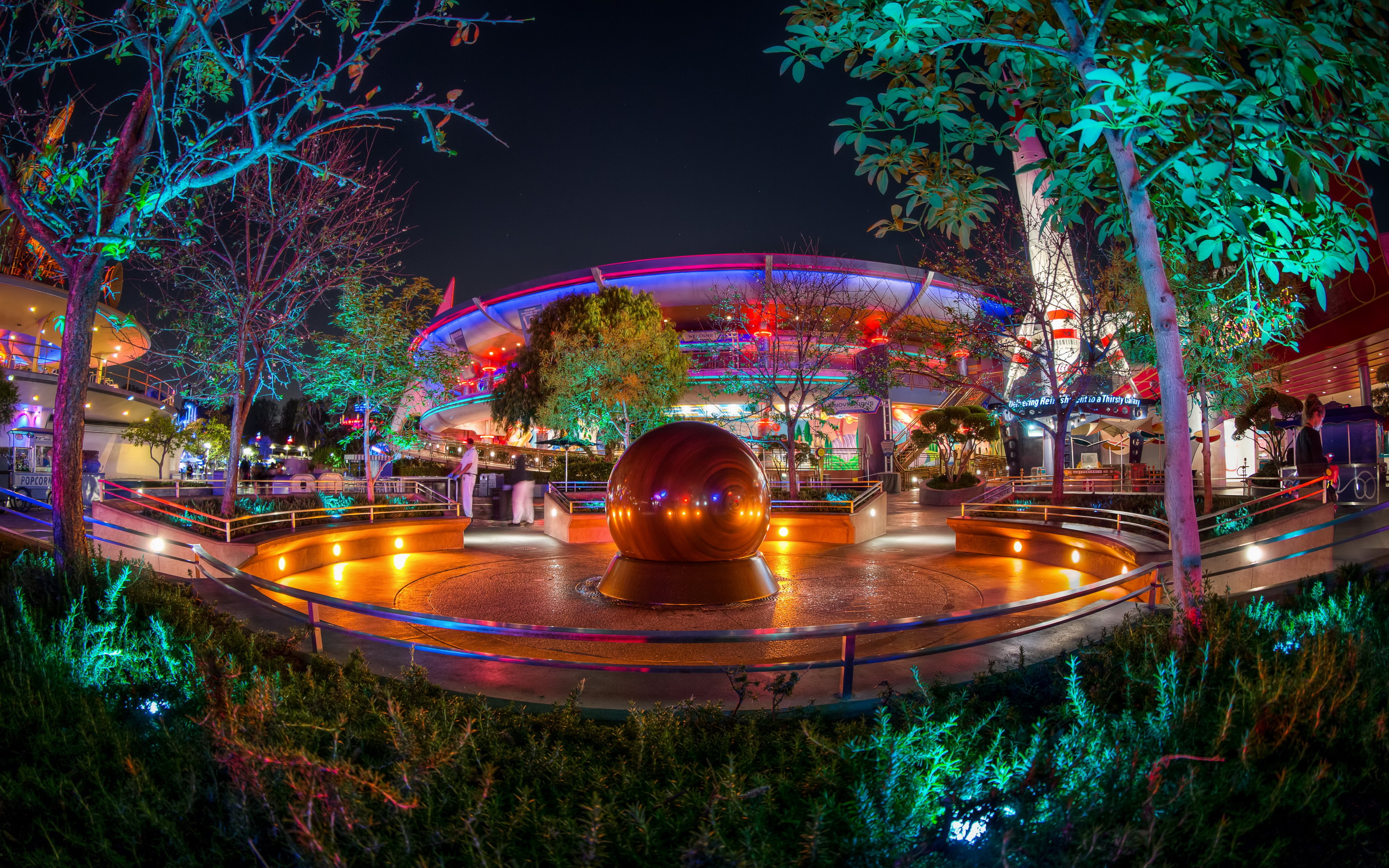 Disneyland Tomorrowland at Night, California HD Wallpaper