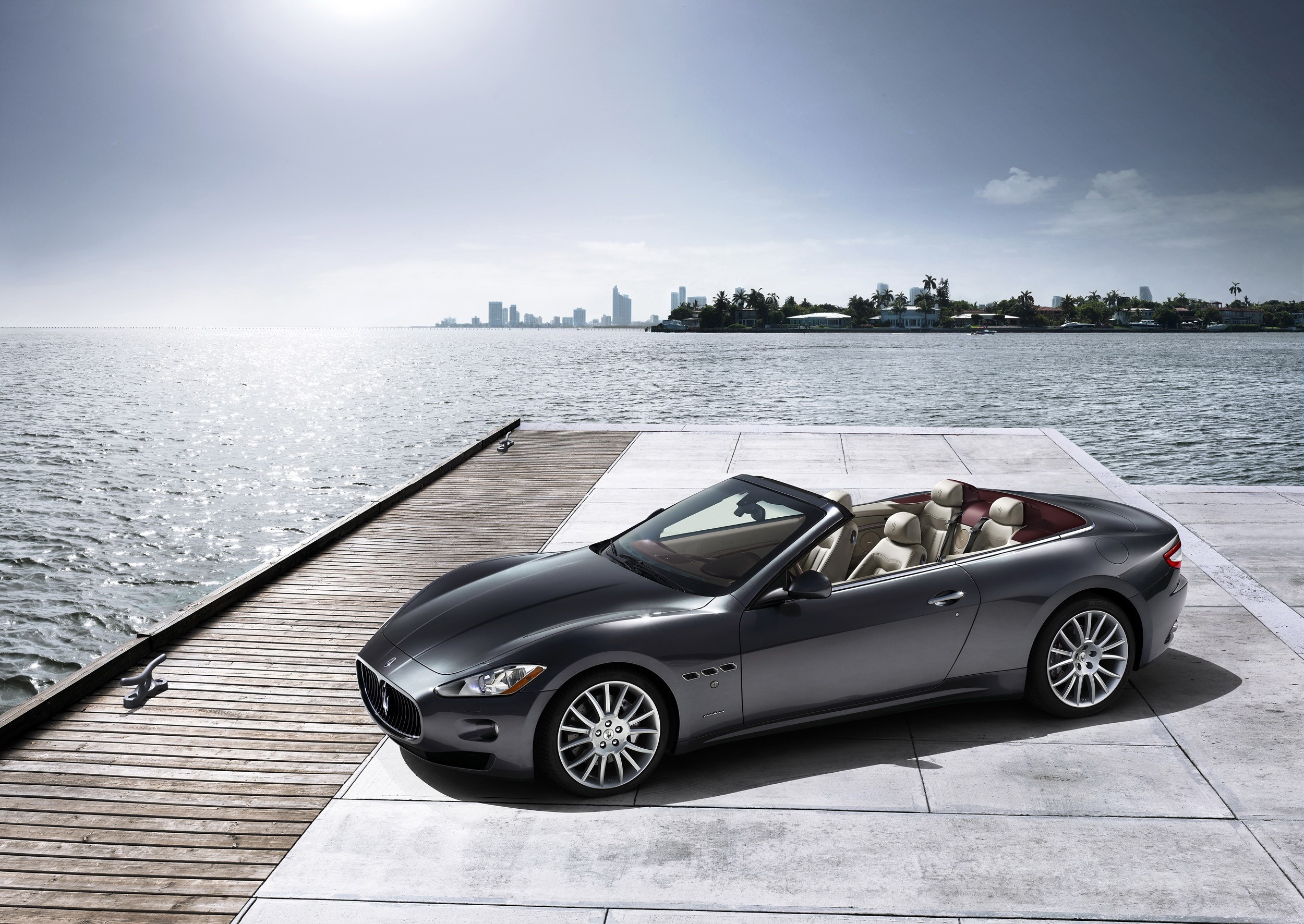 Maserati GranCabrio Convertible on a Dock HD Wallpaper