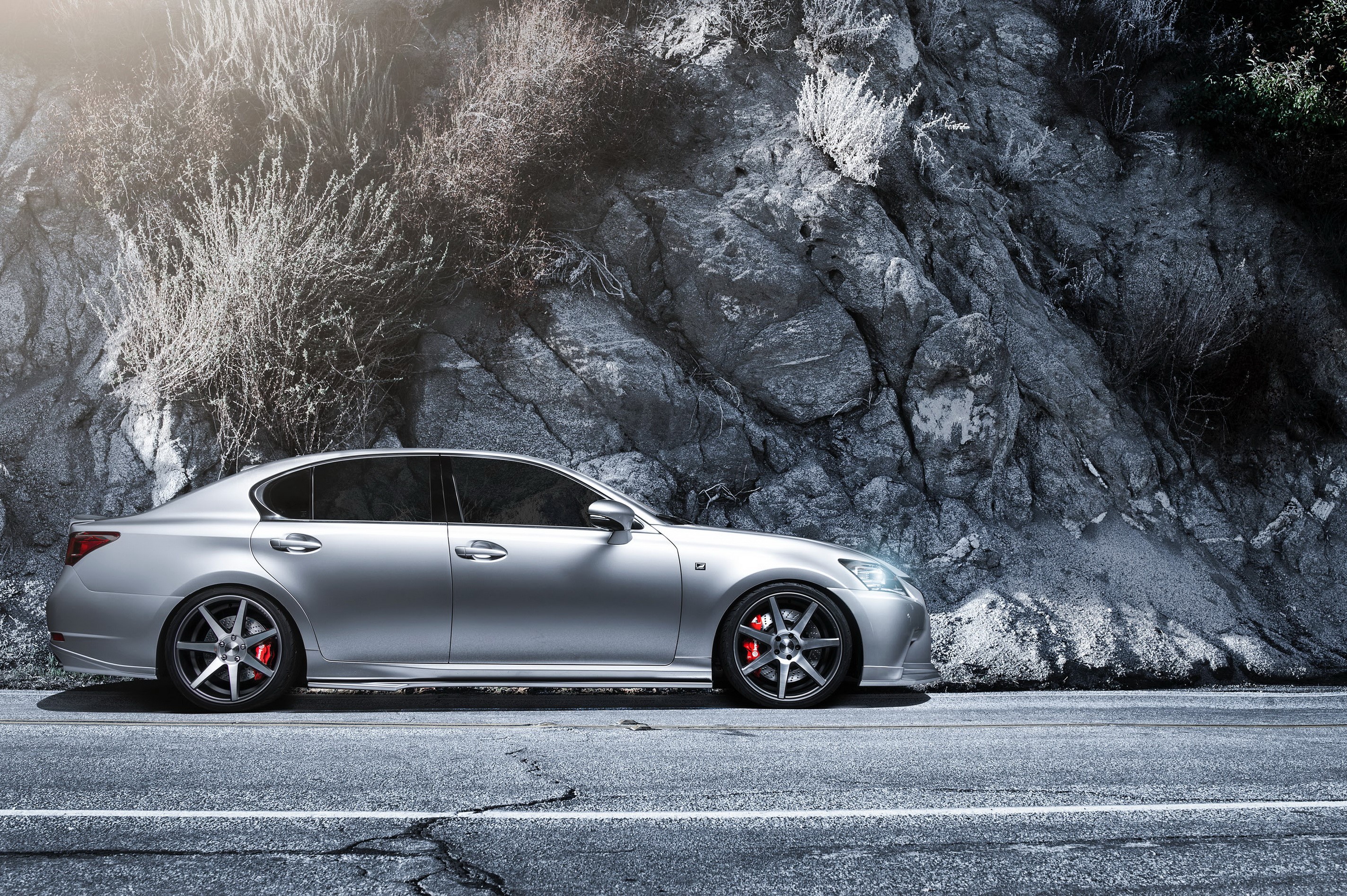 Silver Lexus GS 350 F-Sport Supercharged on Asphalt HD Wallpaper