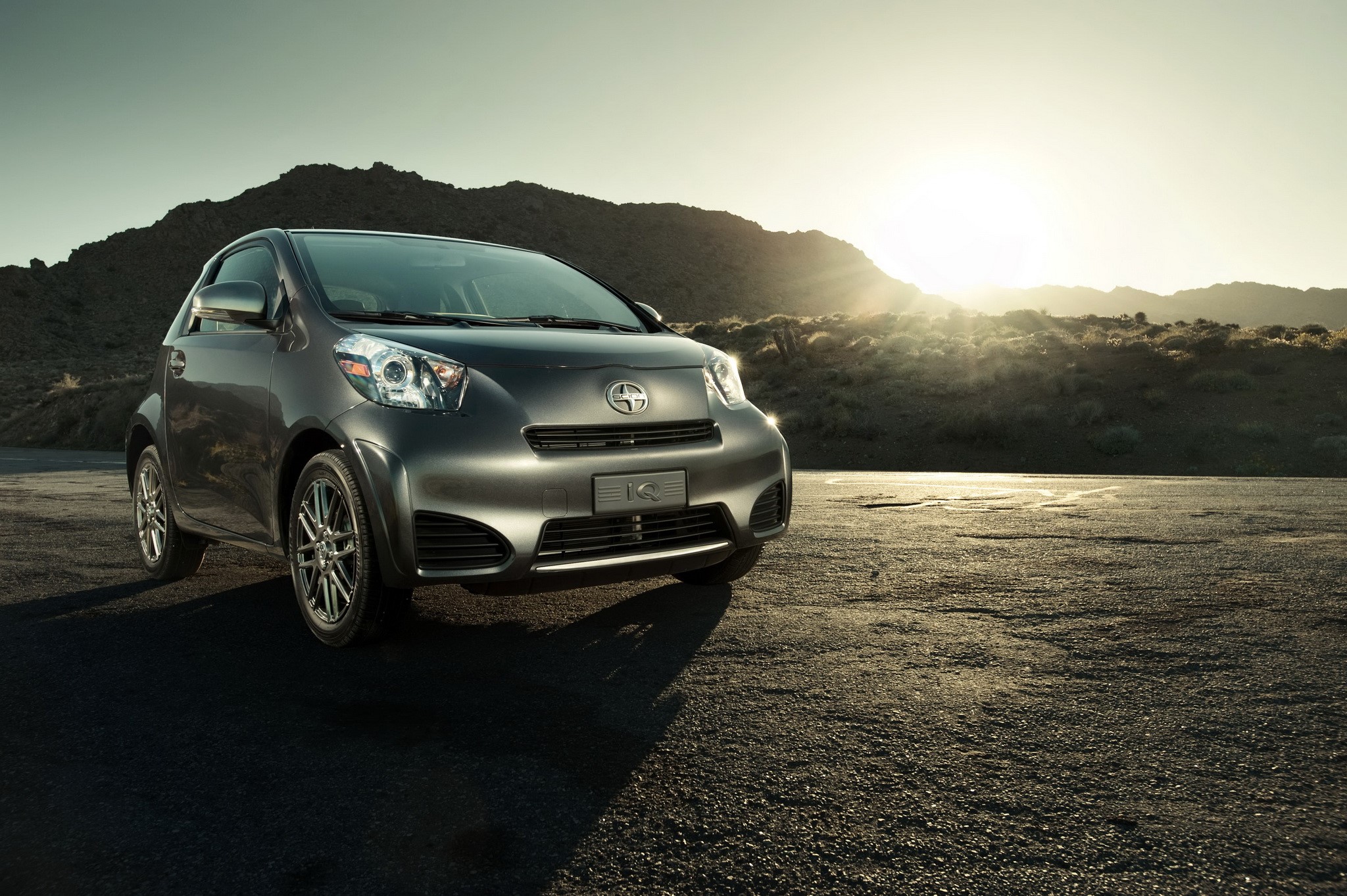 2012 Scion iQ Grey Car Front View HD Wallpaper