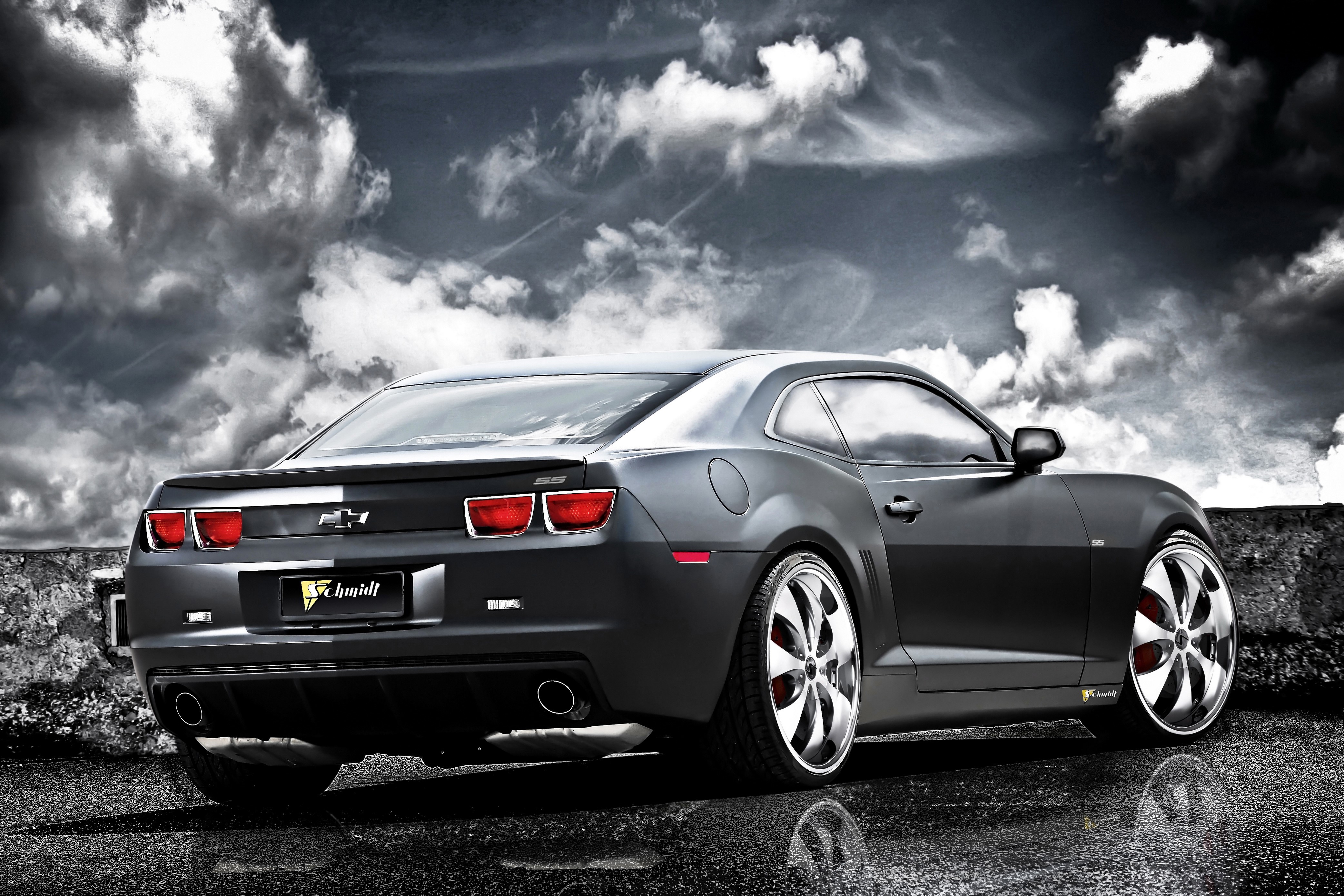 4K Chevrolet Camaro SS Black Back View HD Wallpaper
