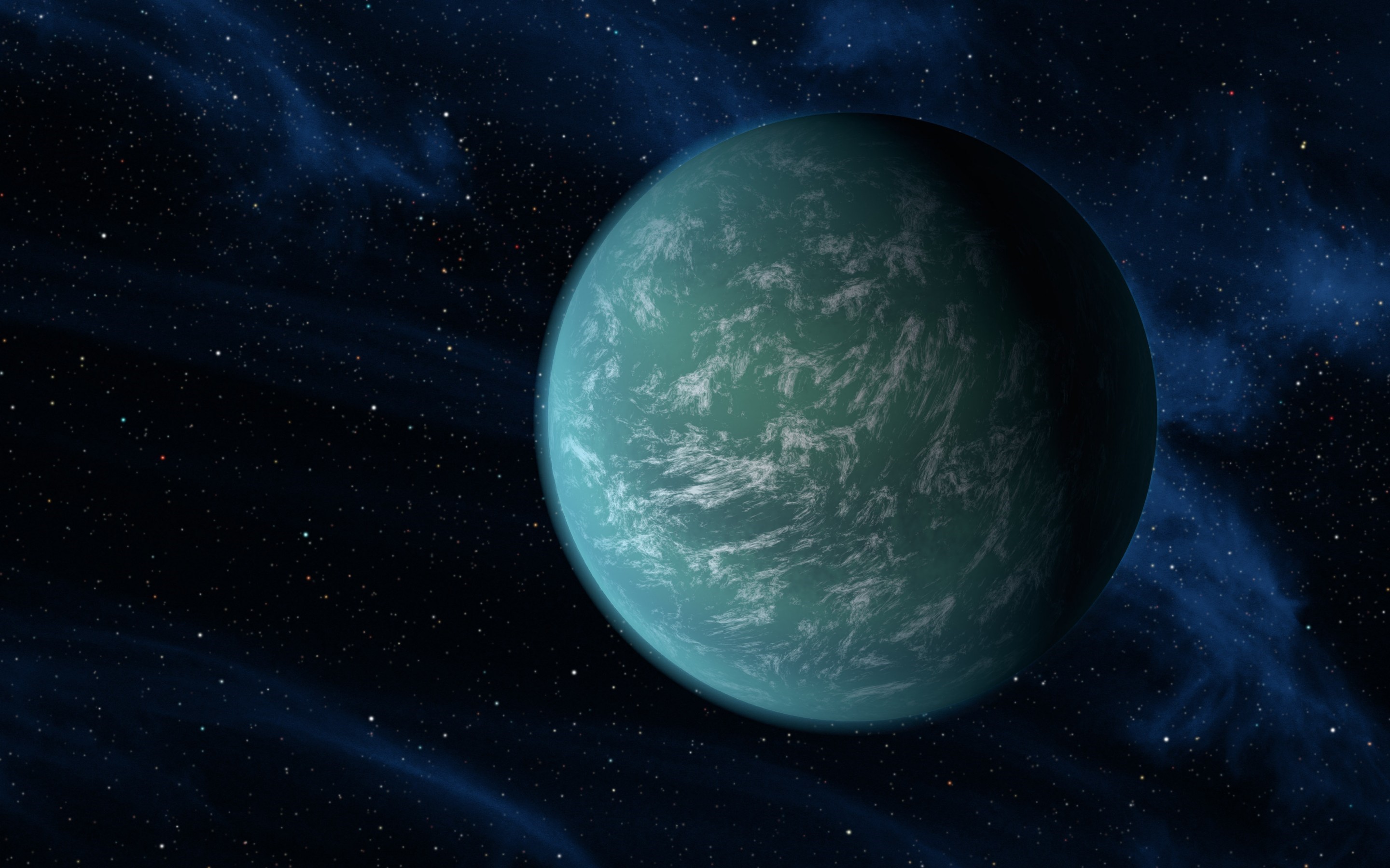 Green planet in starry nebula HD Wallpaper