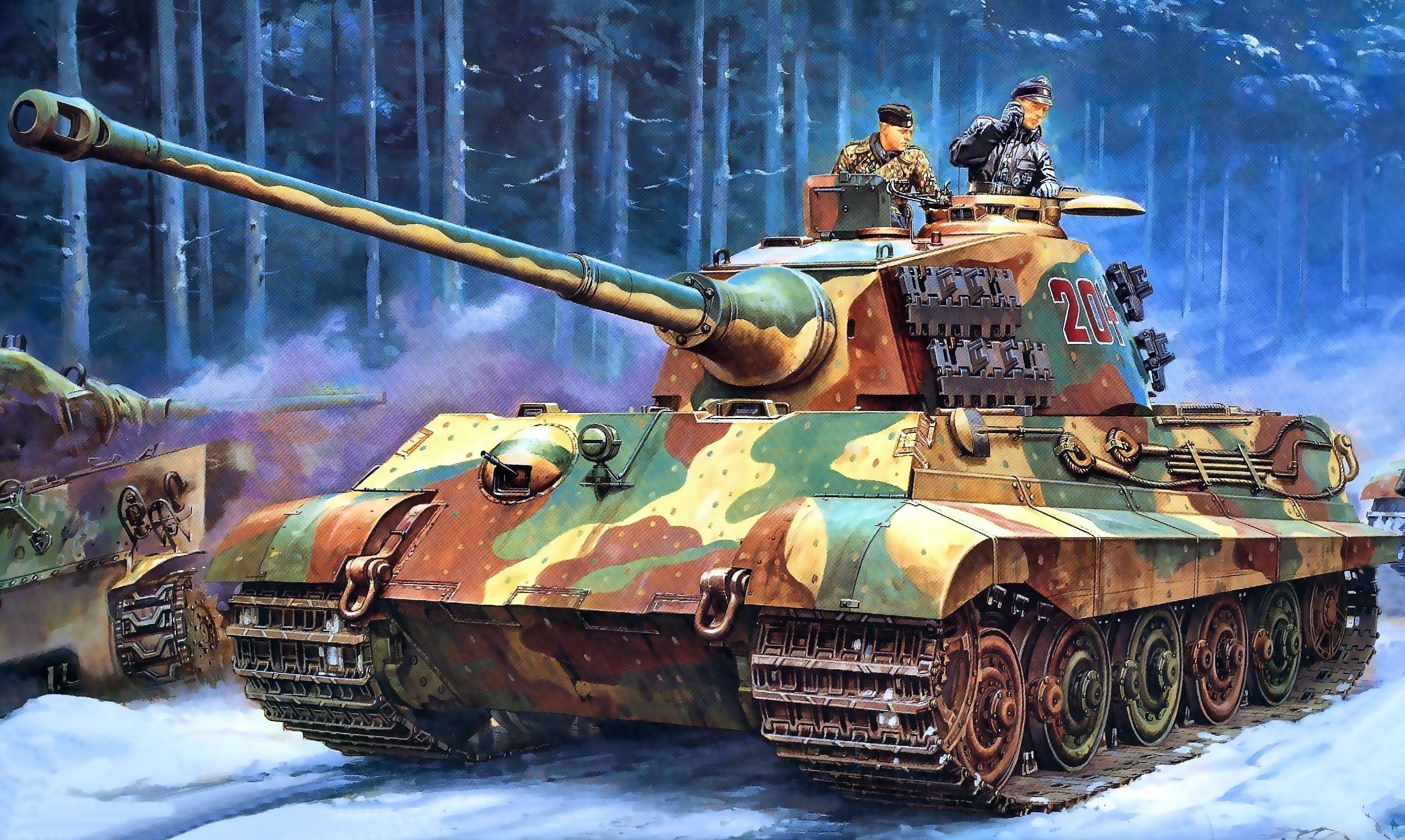 German Tiger II tank in a snowy forest HD Wallpaper