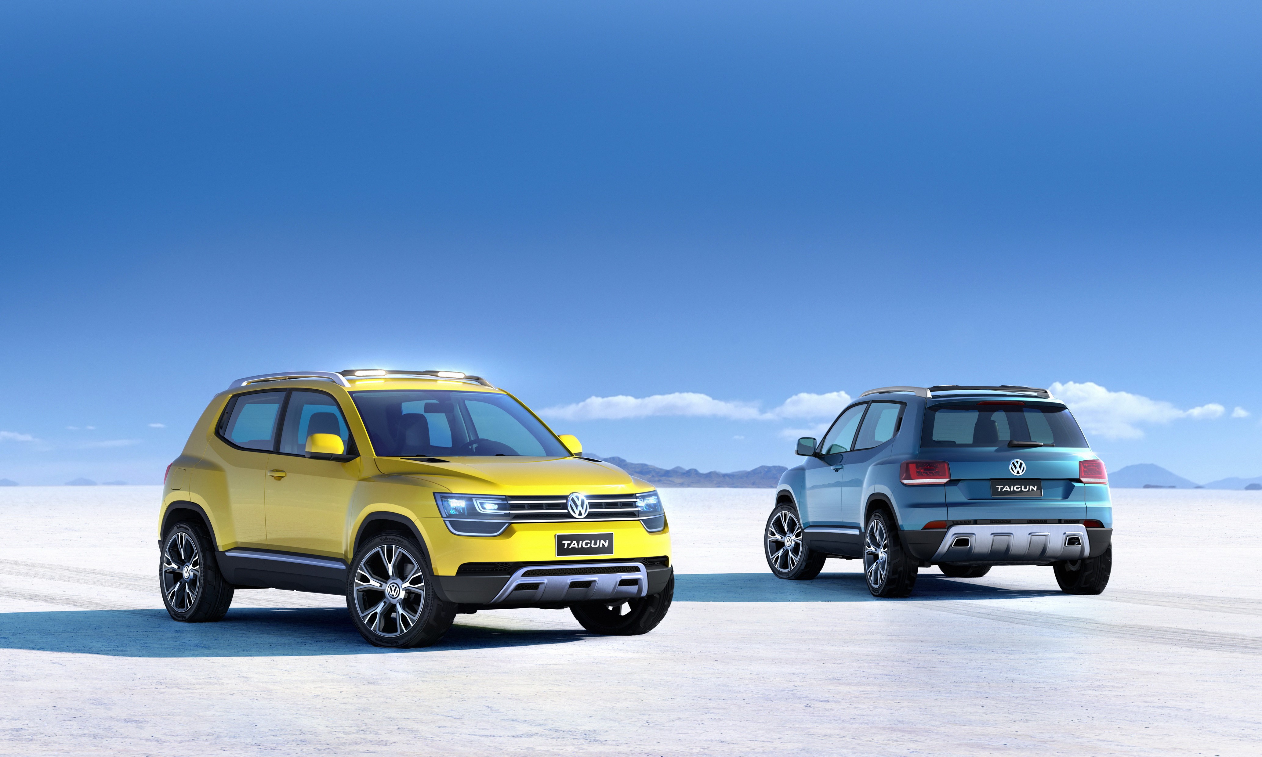 Volkswagen Taigun concept cars on a salt flat HD Wallpaper