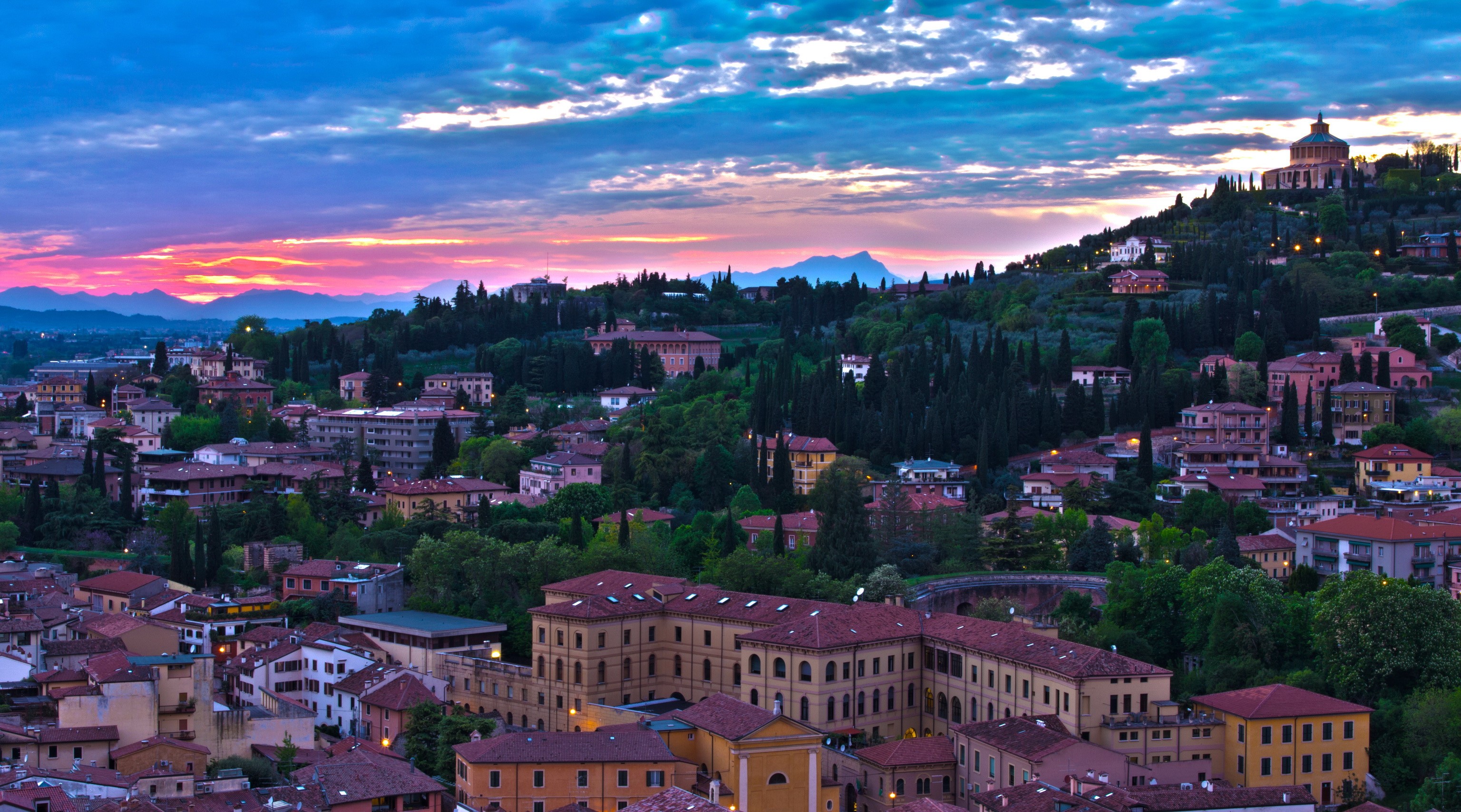 Borgo Trento, Verona, Italy at Dusk HD Wallpaper