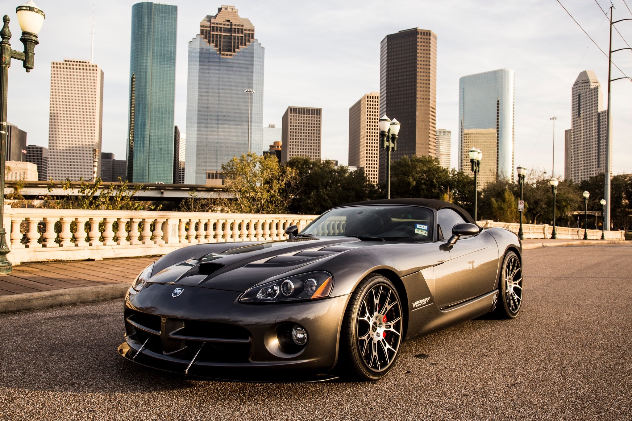 Grey Dodge Viper Convertible in Houston HD Wallpaper