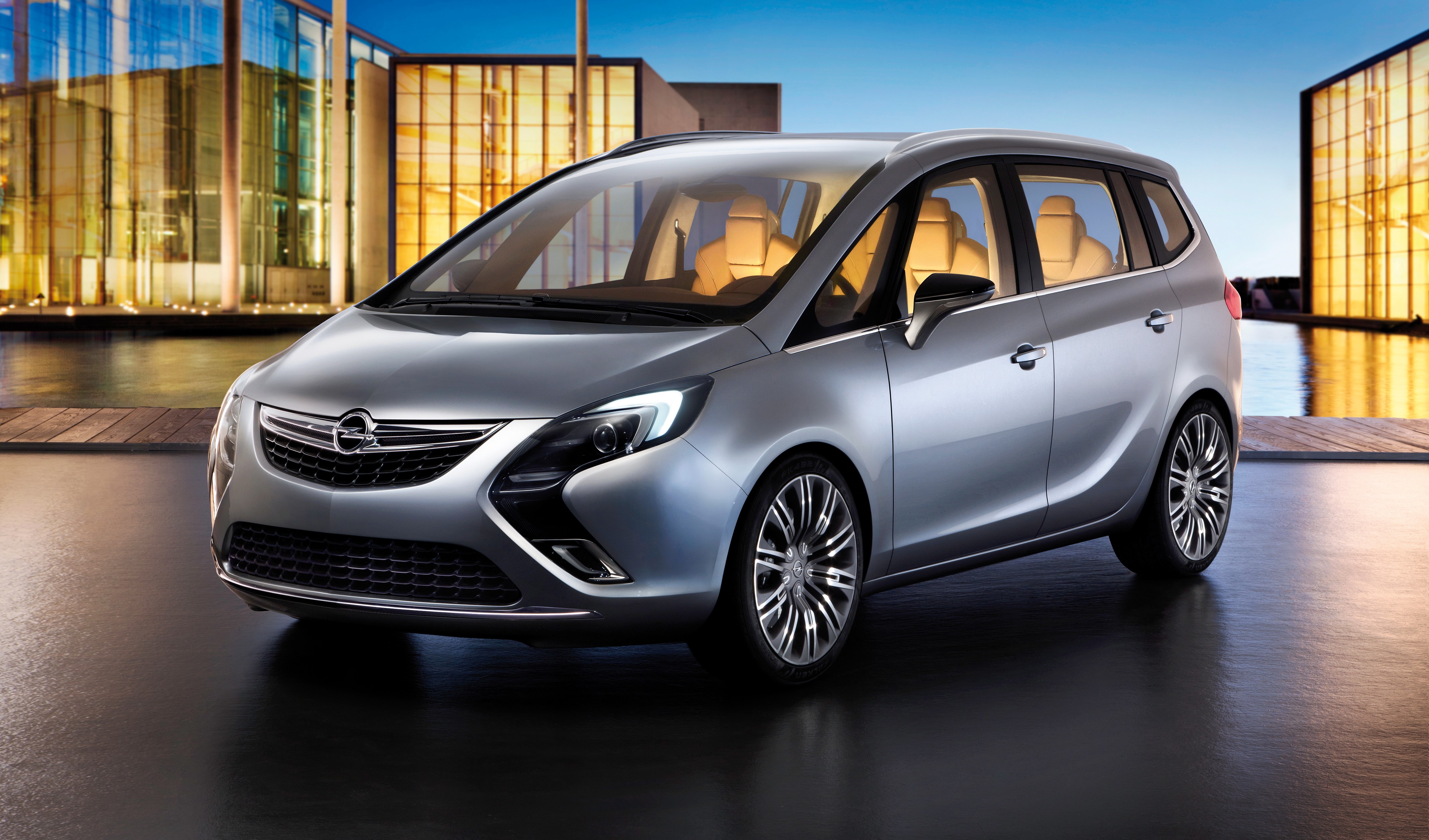 Silver Opel Zafira Tourer Concept Car HD Wallpaper