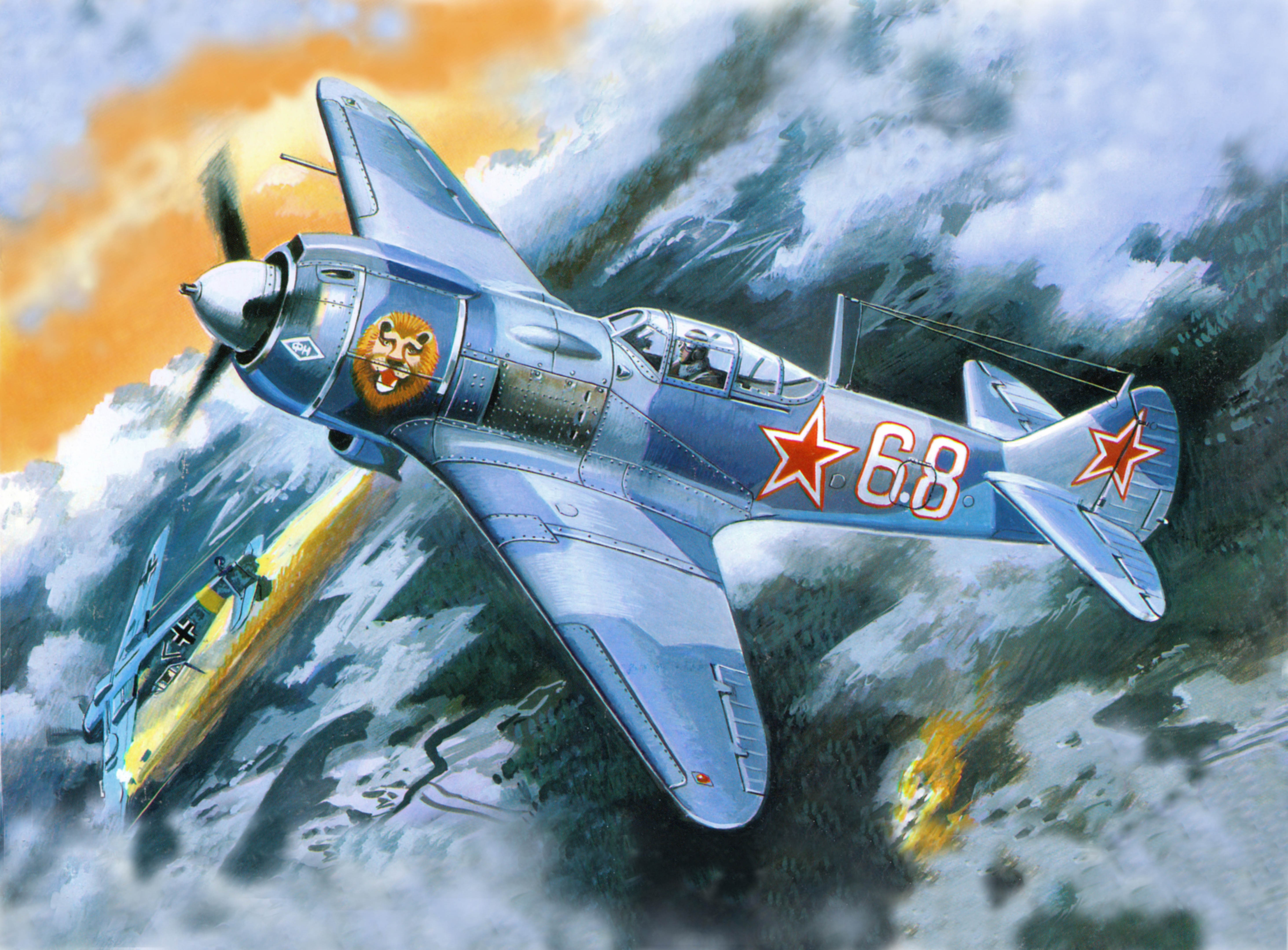 Soviet fighter plane in combat HD Wallpaper