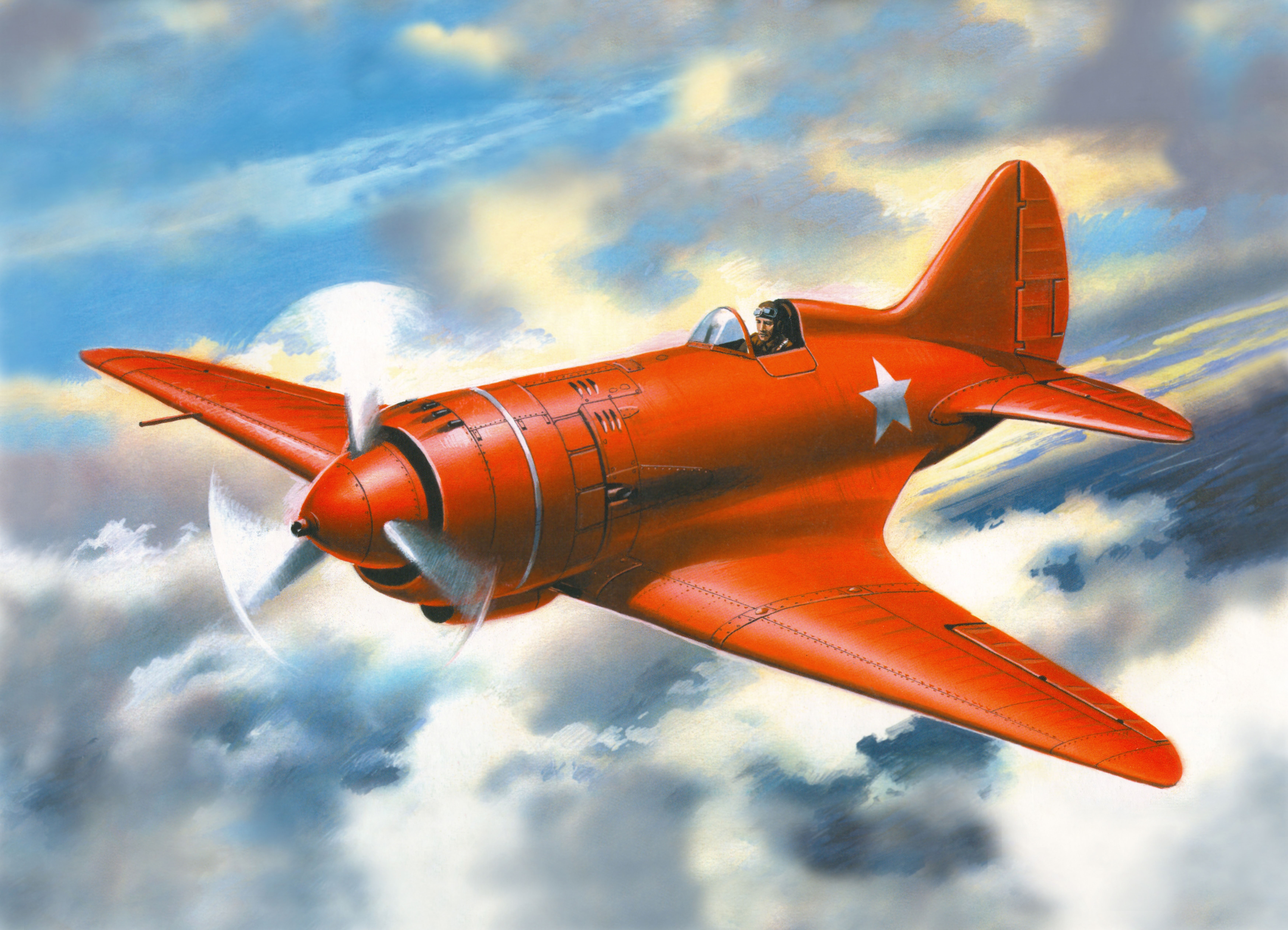 Polikarpov I-180E airplane in flight HD Wallpaper