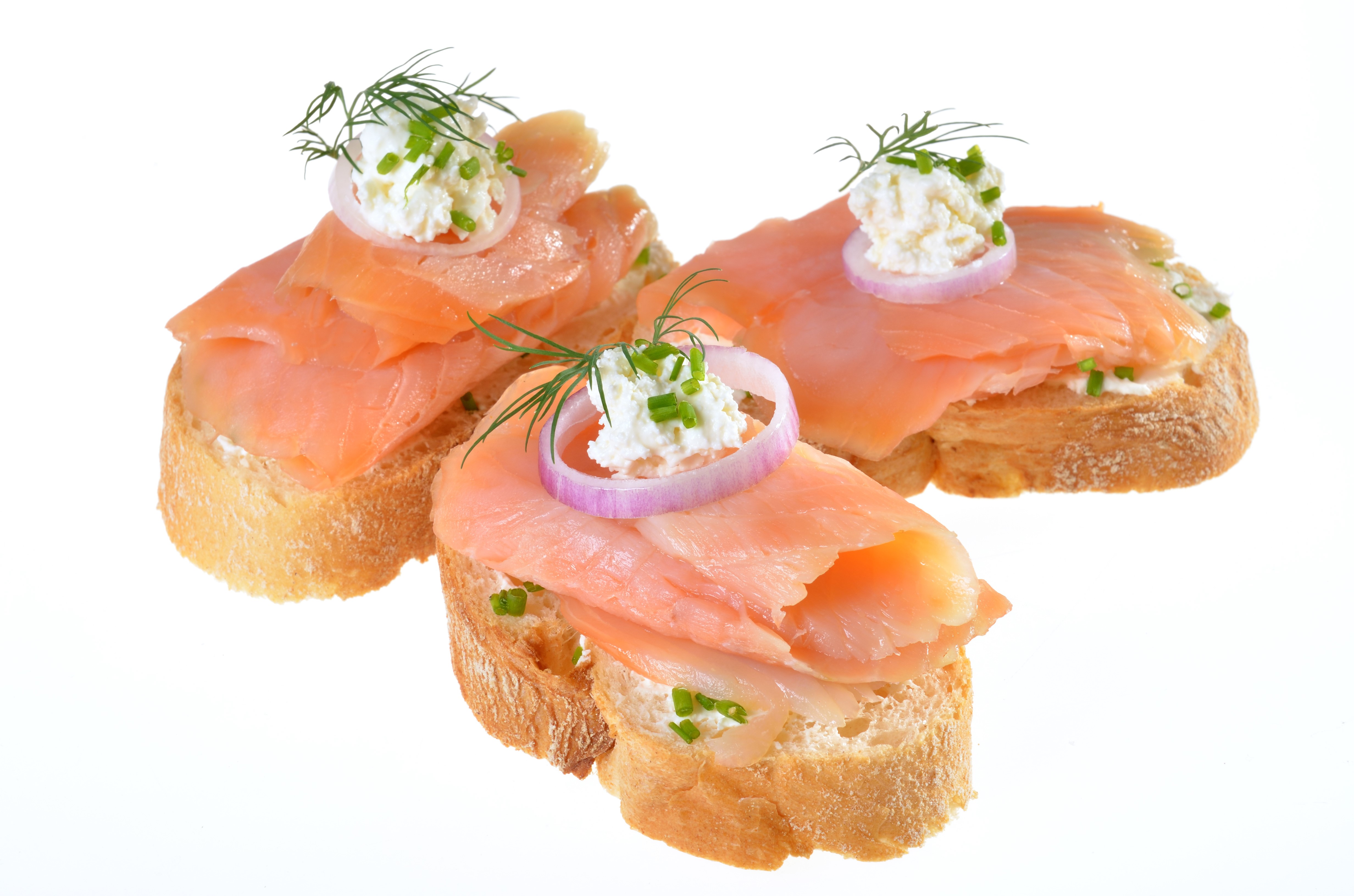 Smoked Salmon Canapés with Cream Cheese and Dill HD Wallpaper