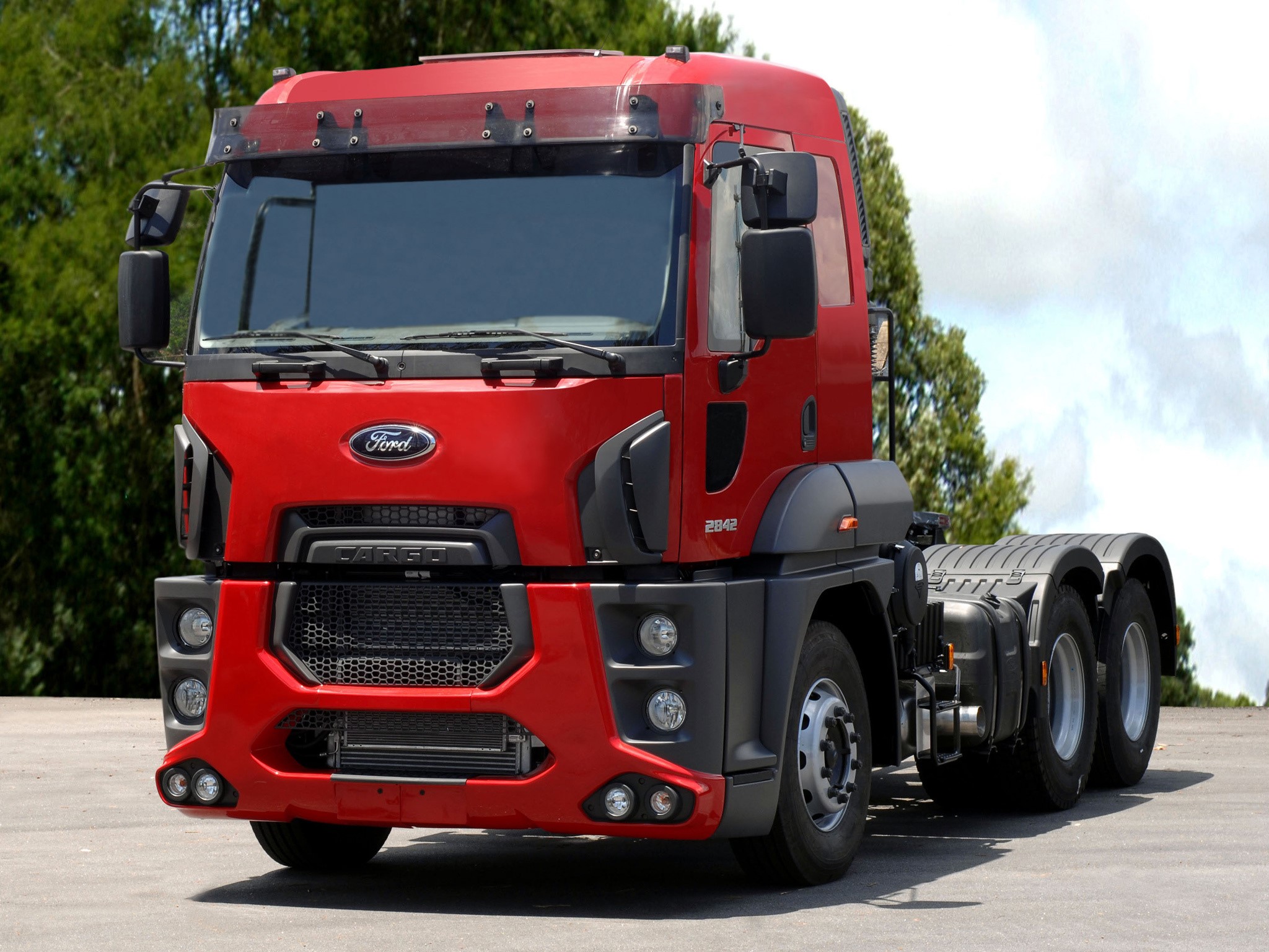 Red Ford Cargo 2842 Truck HD Wallpaper