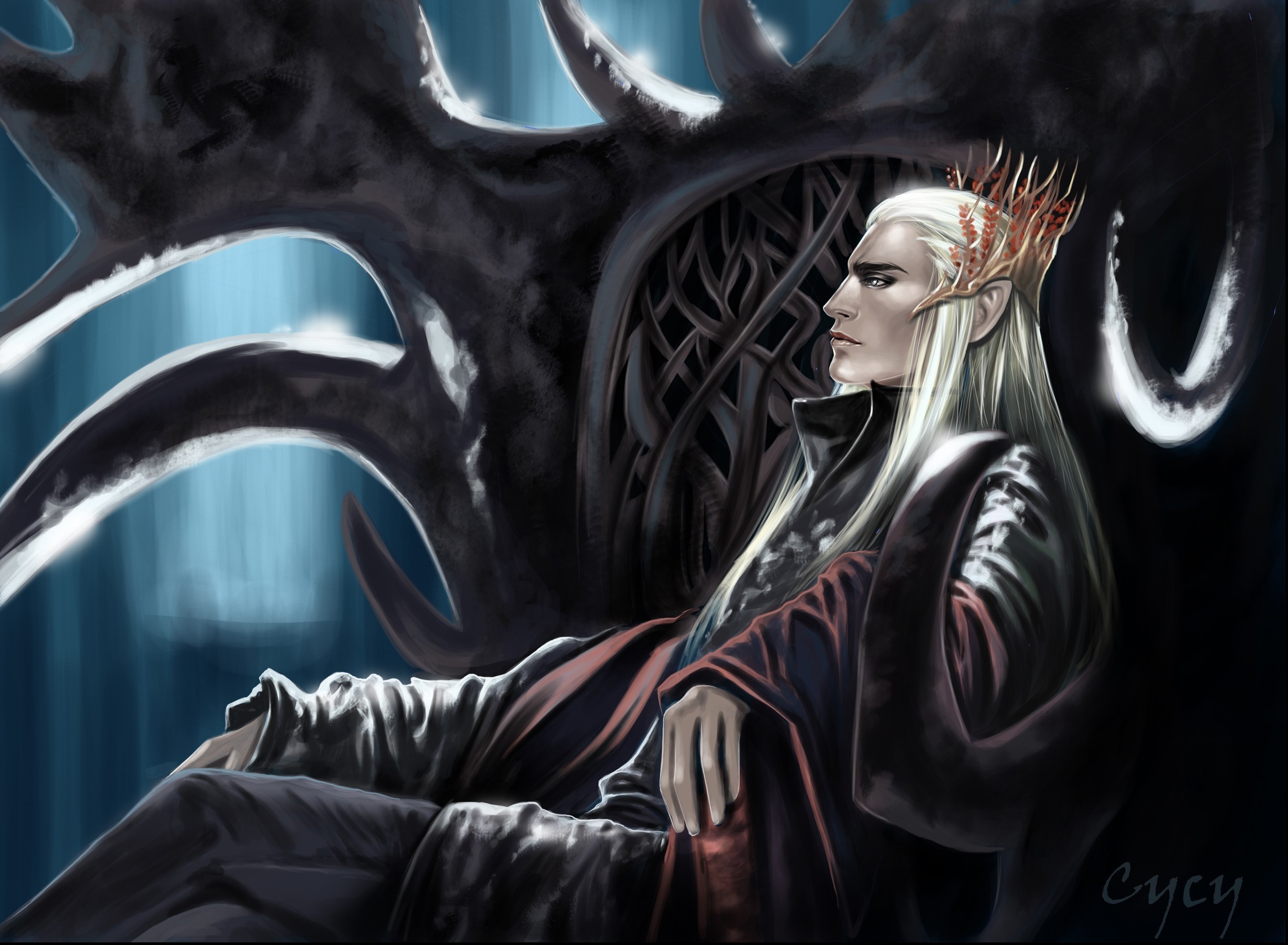 Elf King on a throne HD Wallpaper