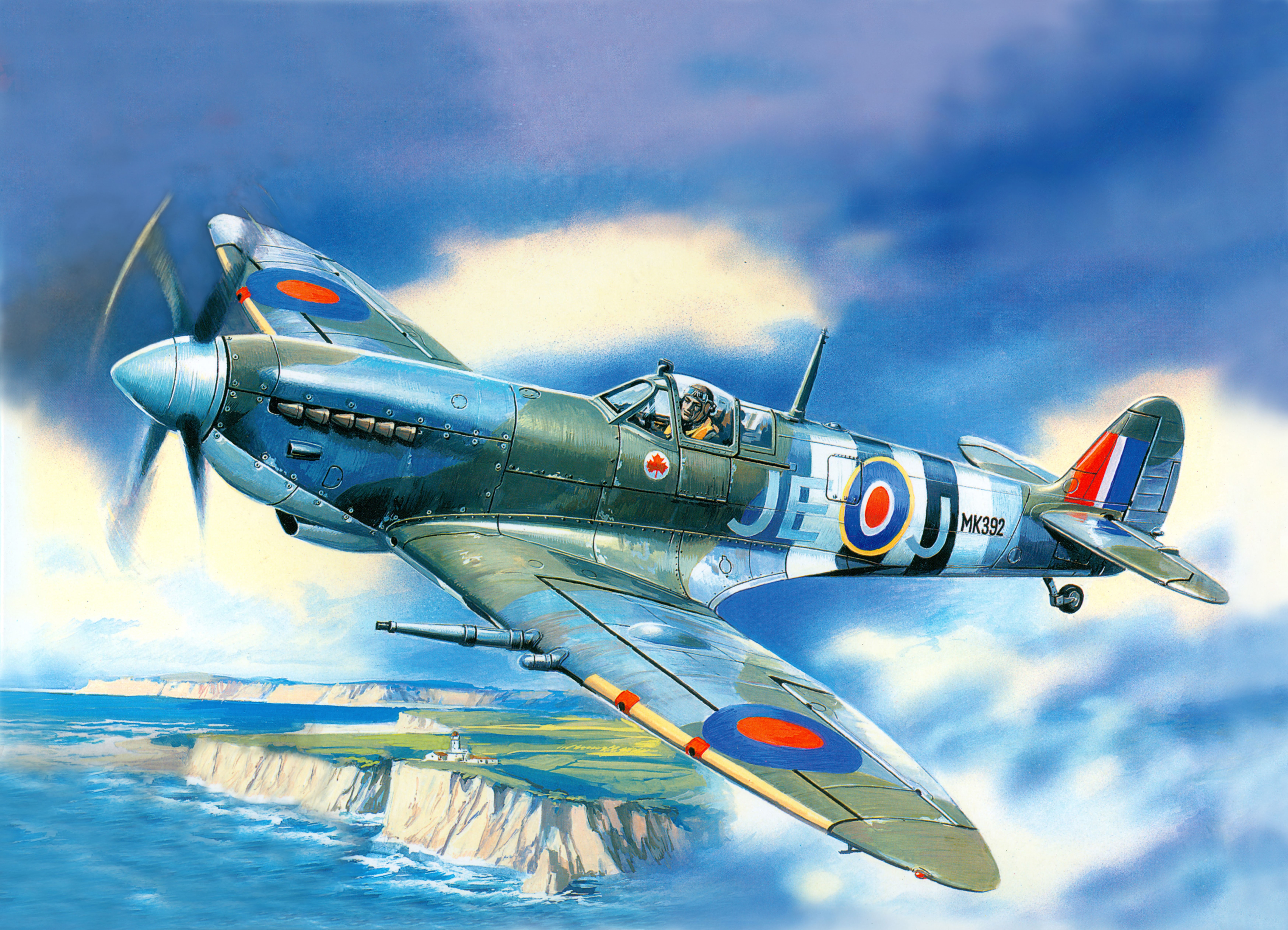 Spitfire Mk.9 Airplane Painting Art Flight HD Wallpaper