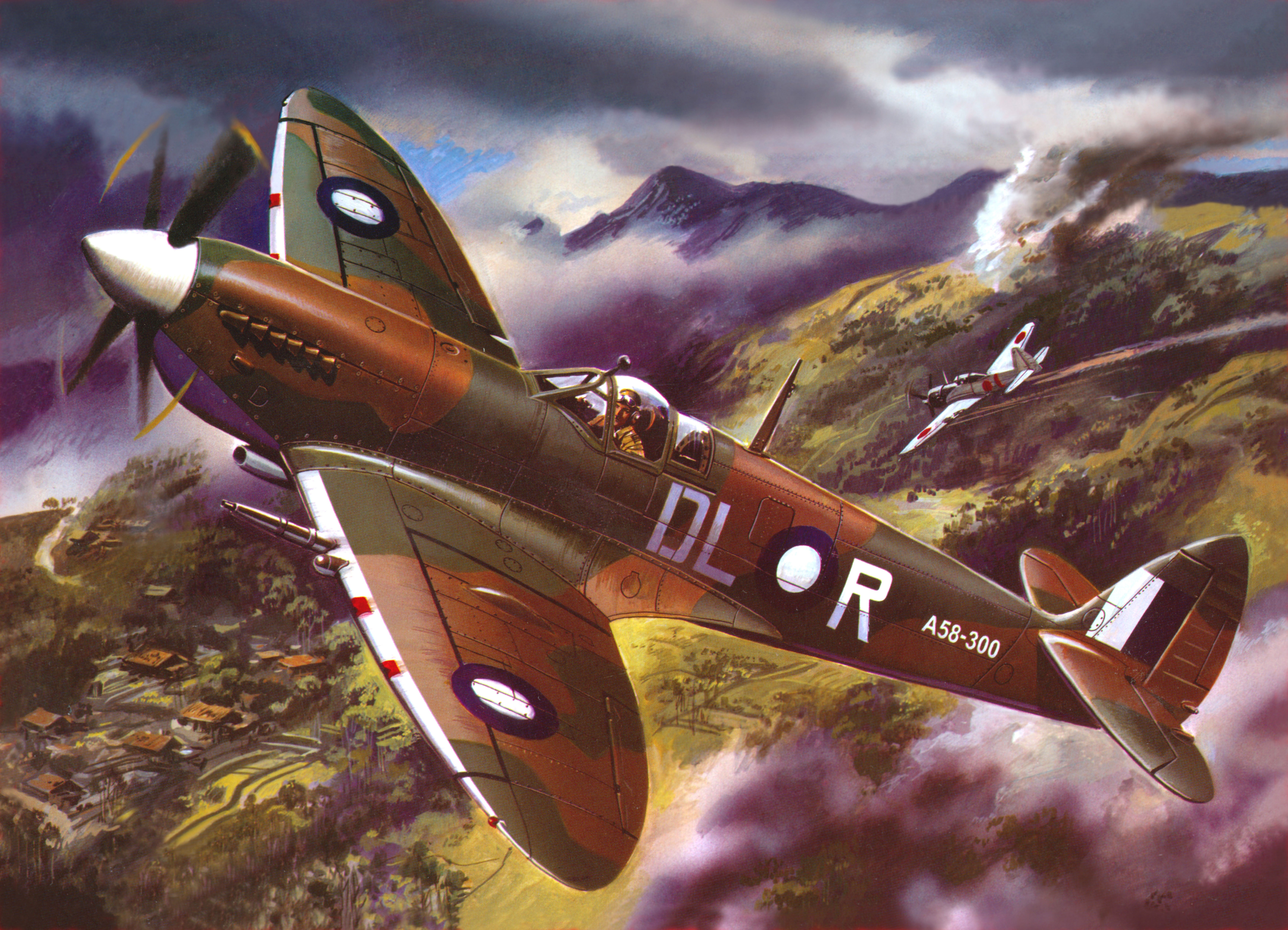 Supermarine Spitfire Mk VIII in flight HD Wallpaper