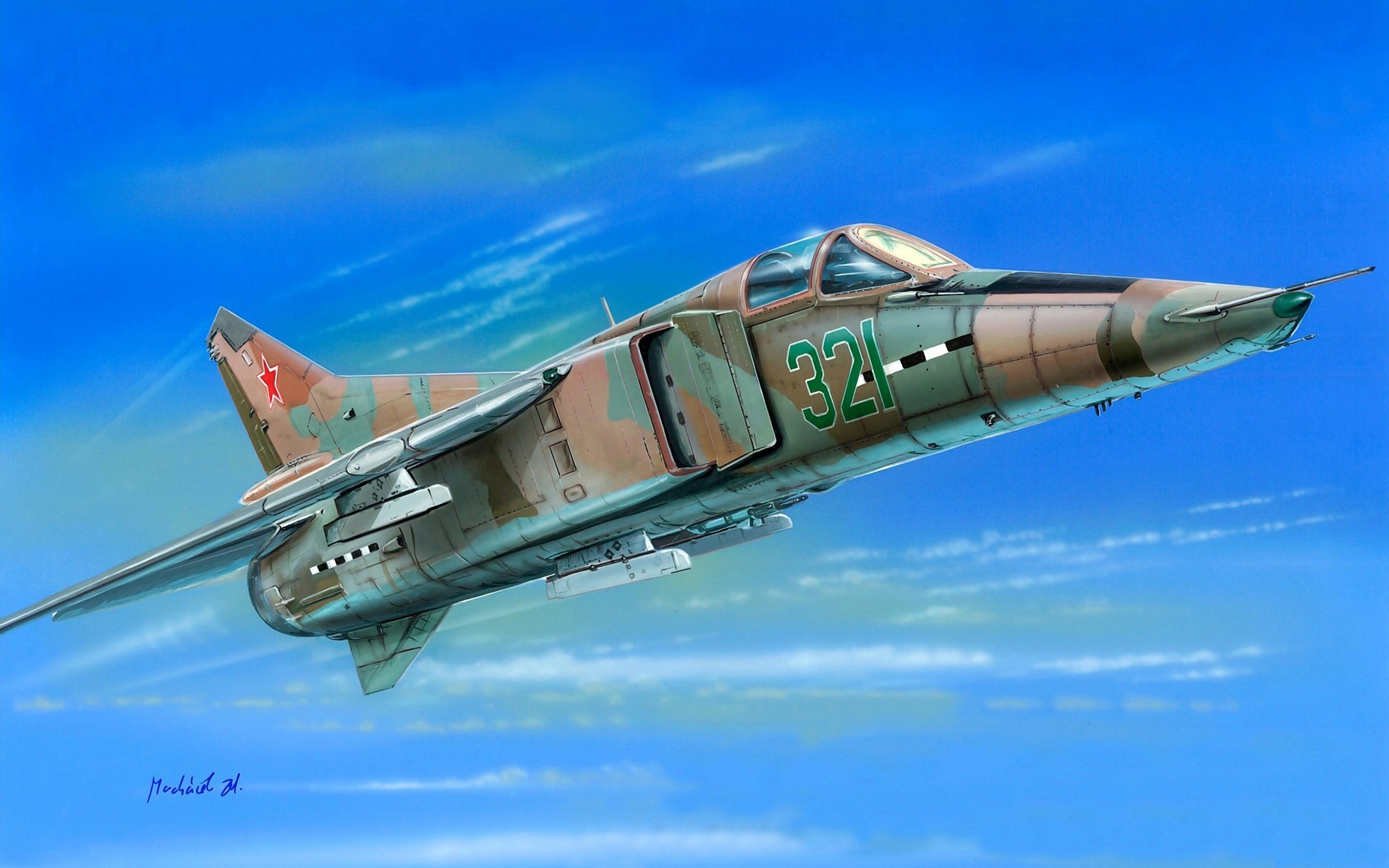 MiG-23B Fighter Airplane in Flight HD Wallpaper