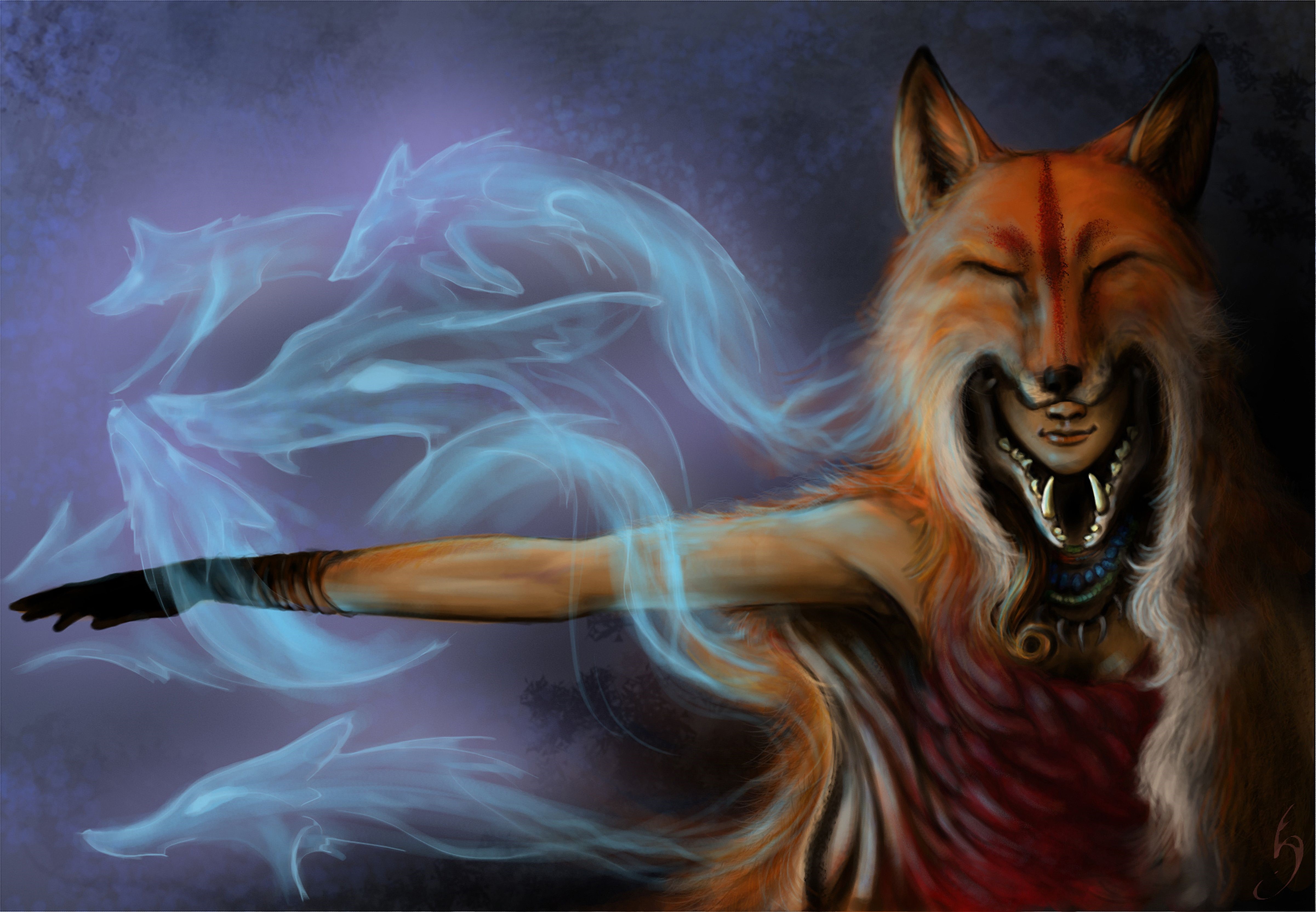 4K Magic Foxes HD Wallpaper