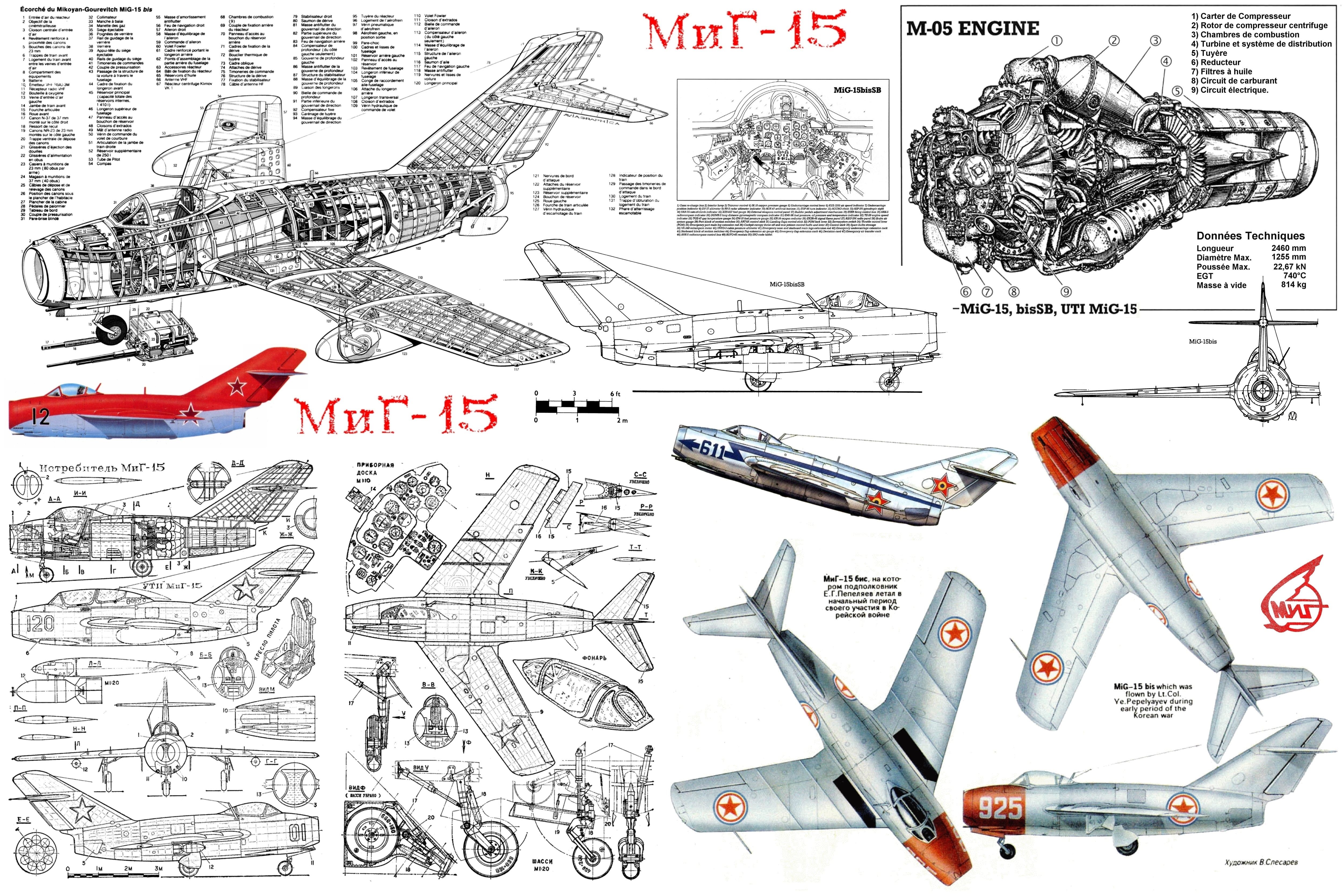 MiG-15 Fighter Jet Technical Diagrams and Illustrations HD Wallpaper