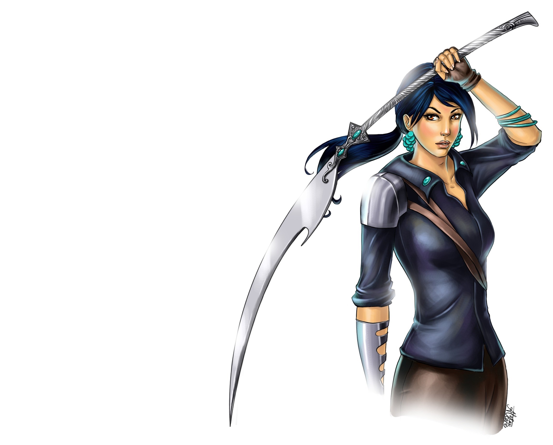 Woman warrior with a scythe HD Wallpaper