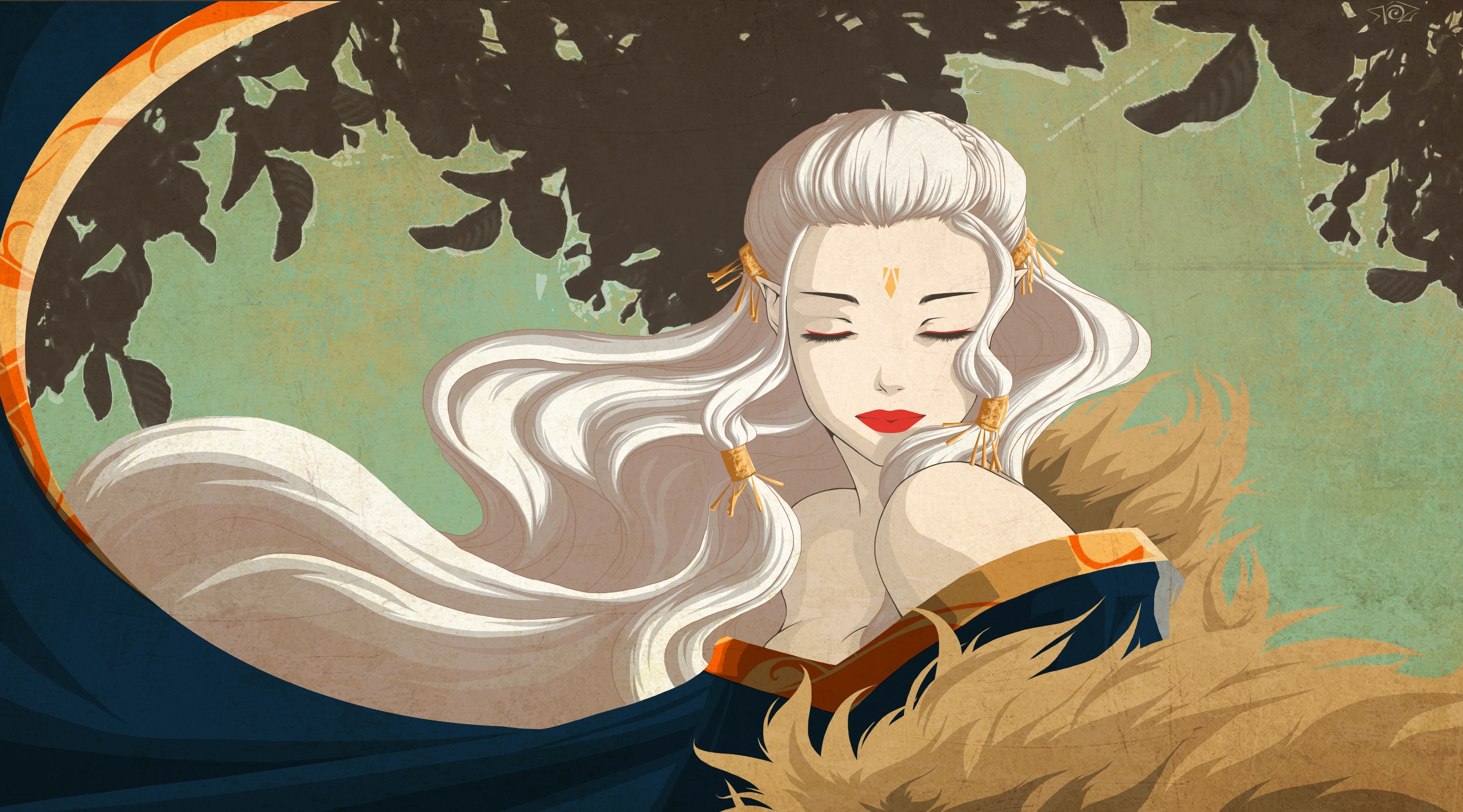 4K Elves Vector Graphics Blonde Girl Hair HD Wallpaper