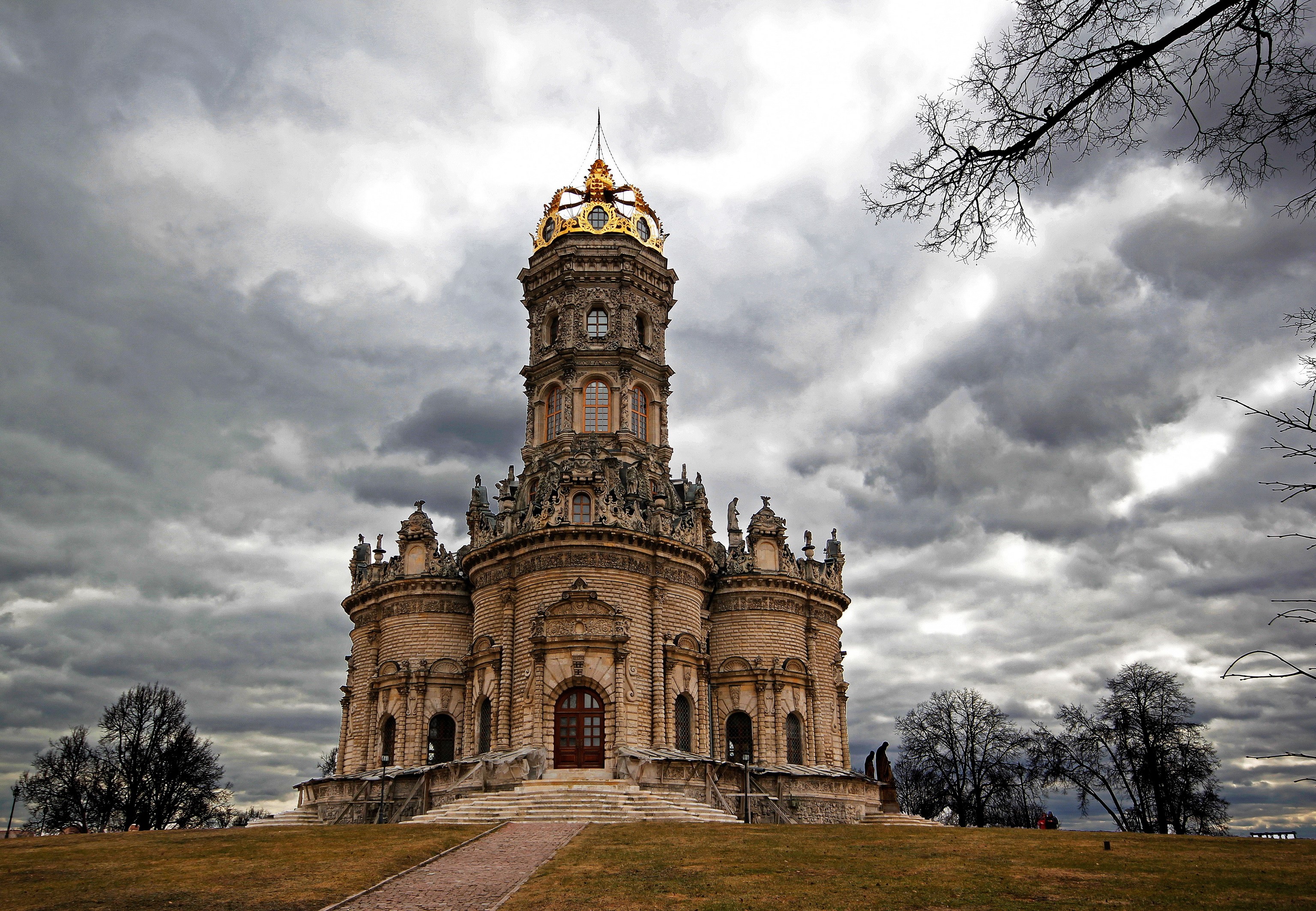 Church of the Sign of the Blessed Virgin Mary, Dubrovitsy, Russia HD Wallpaper