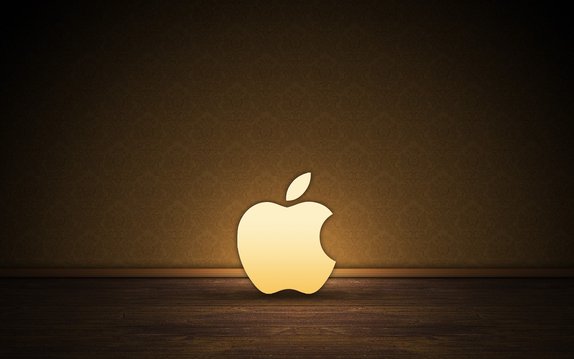 Golden Apple Logo on Textured Wall HD Wallpaper