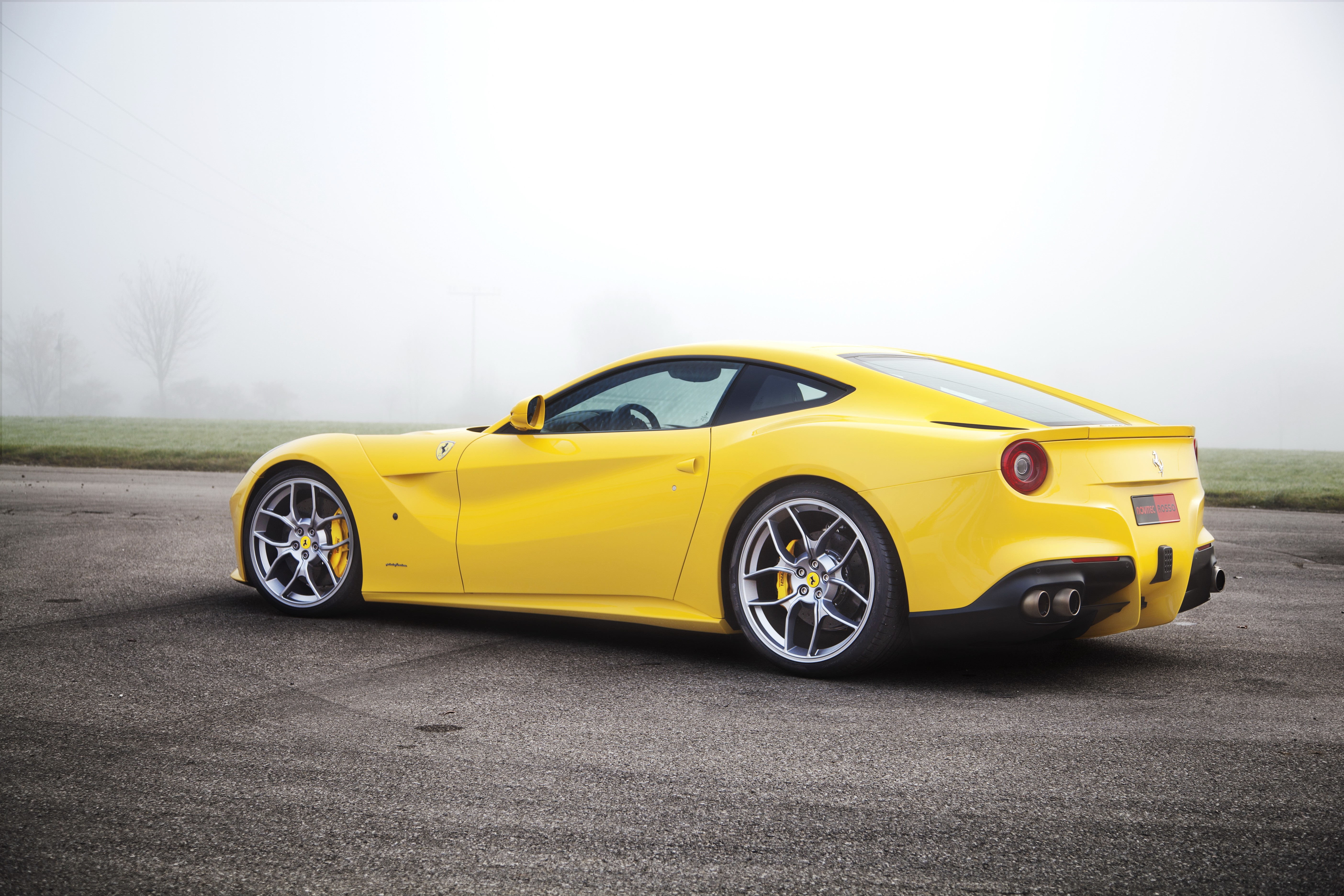 Yellow 2012 Ferrari F12berlinetta on Asphalt HD Wallpaper