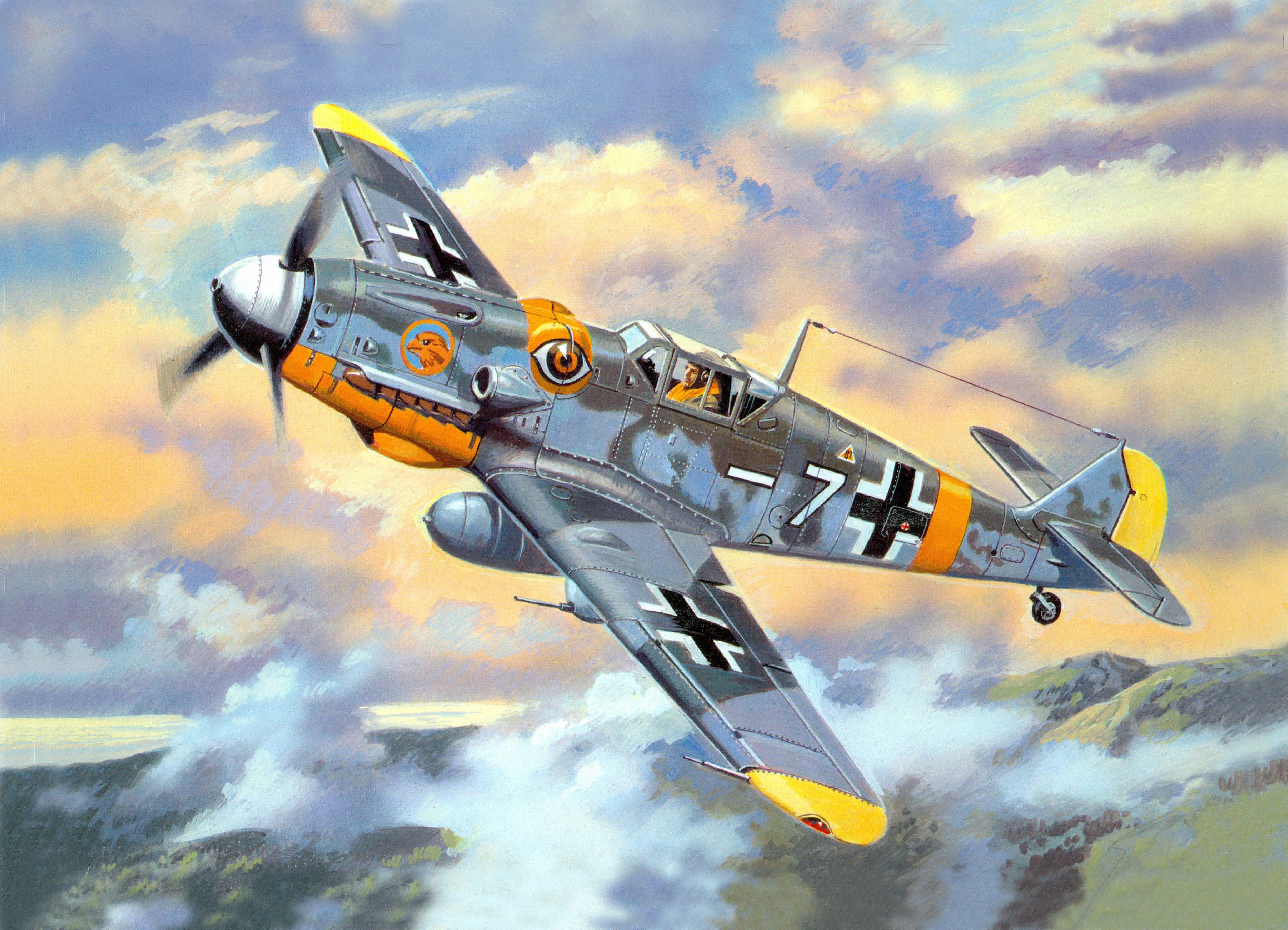 4K Bf-109G-6 Airplane Painting Art Flight HD Wallpaper