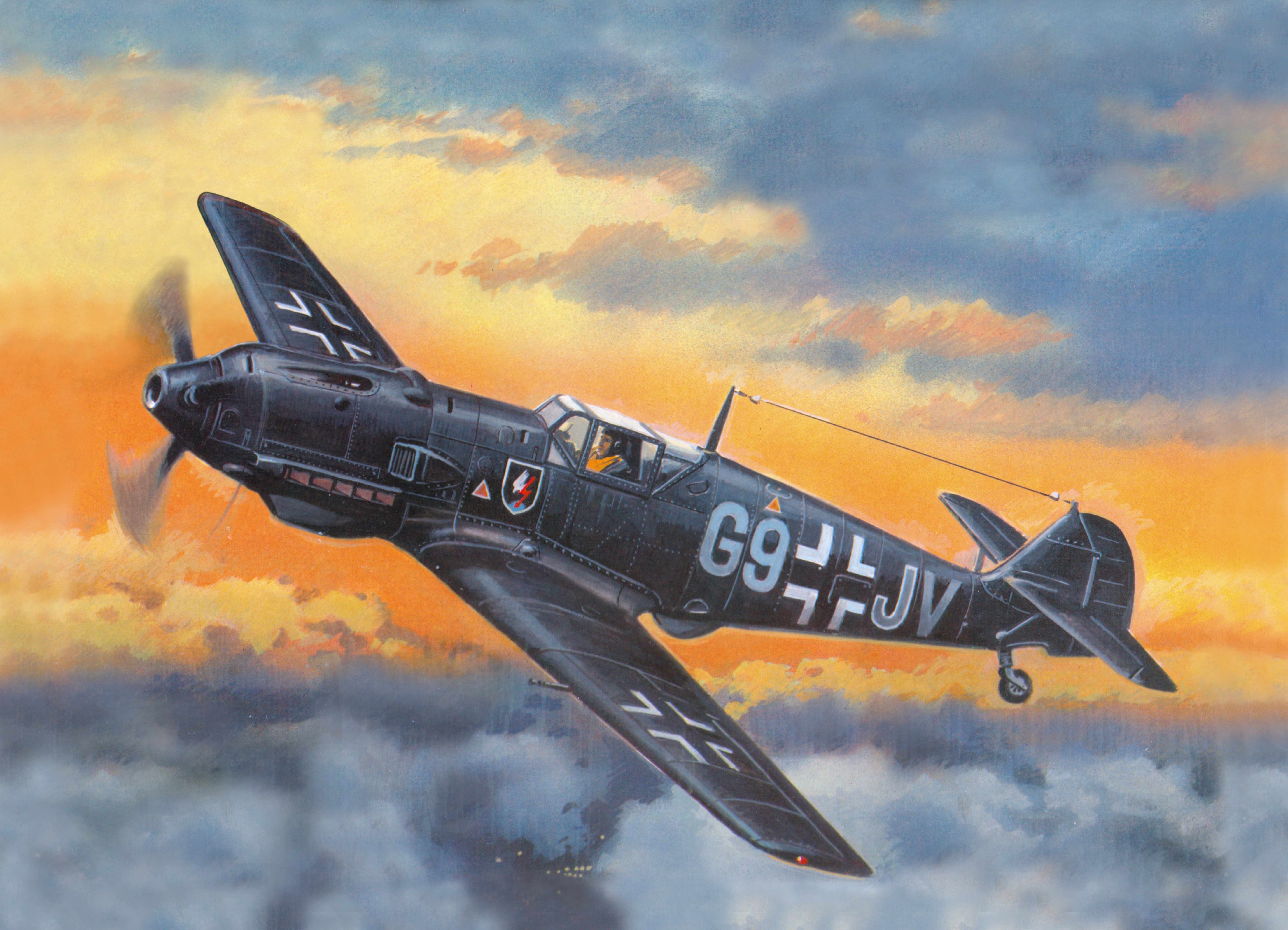 Messerschmitt Bf 109 E-4 airplane in flight HD Wallpaper