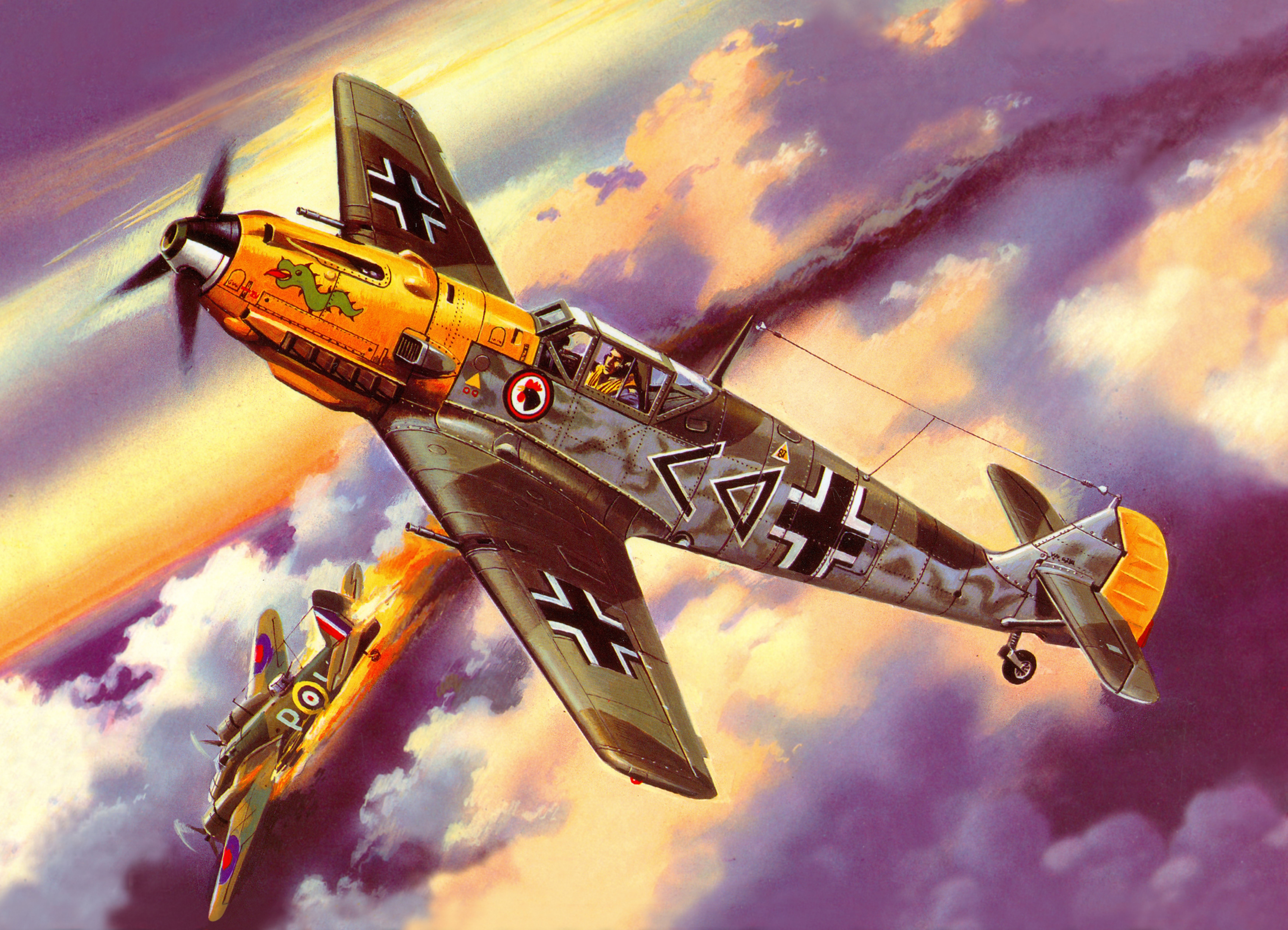 Bf-109E-4 Airplane in Flight HD Wallpaper