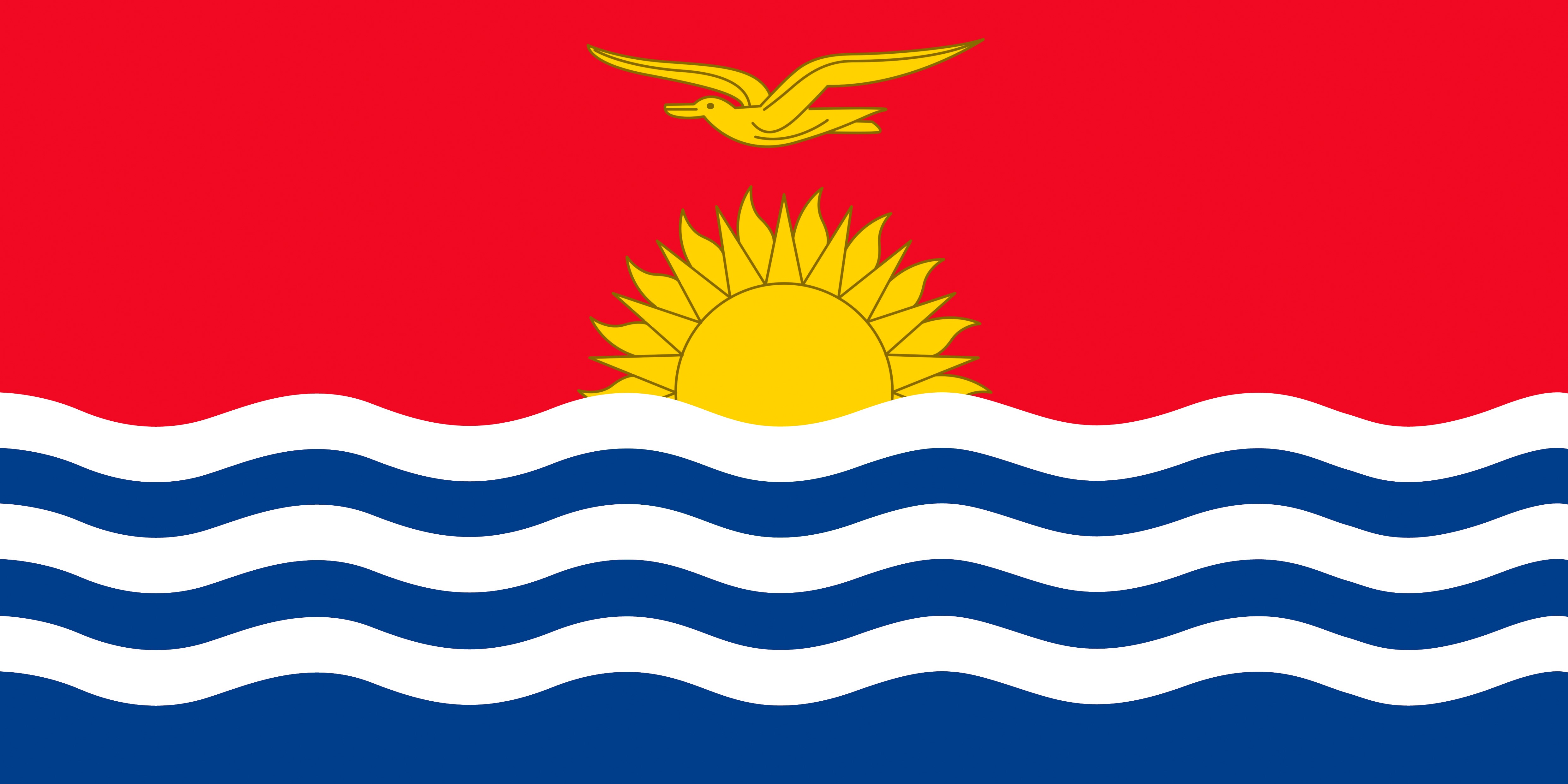 4K Kiribati National Flag with Sun and Waves HD Wallpaper